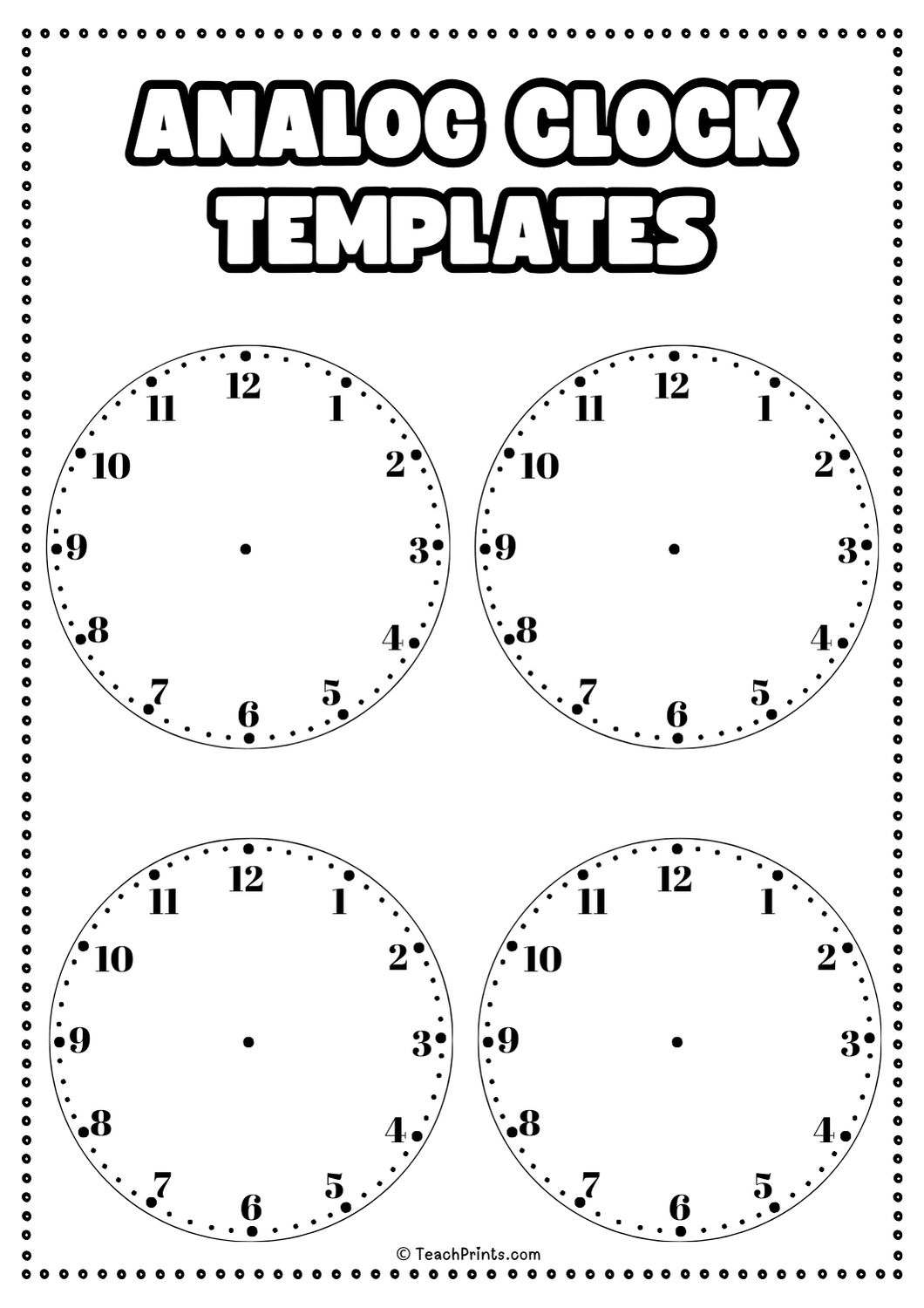 10 Free Printable Clock Face Worksheets Teach Prints