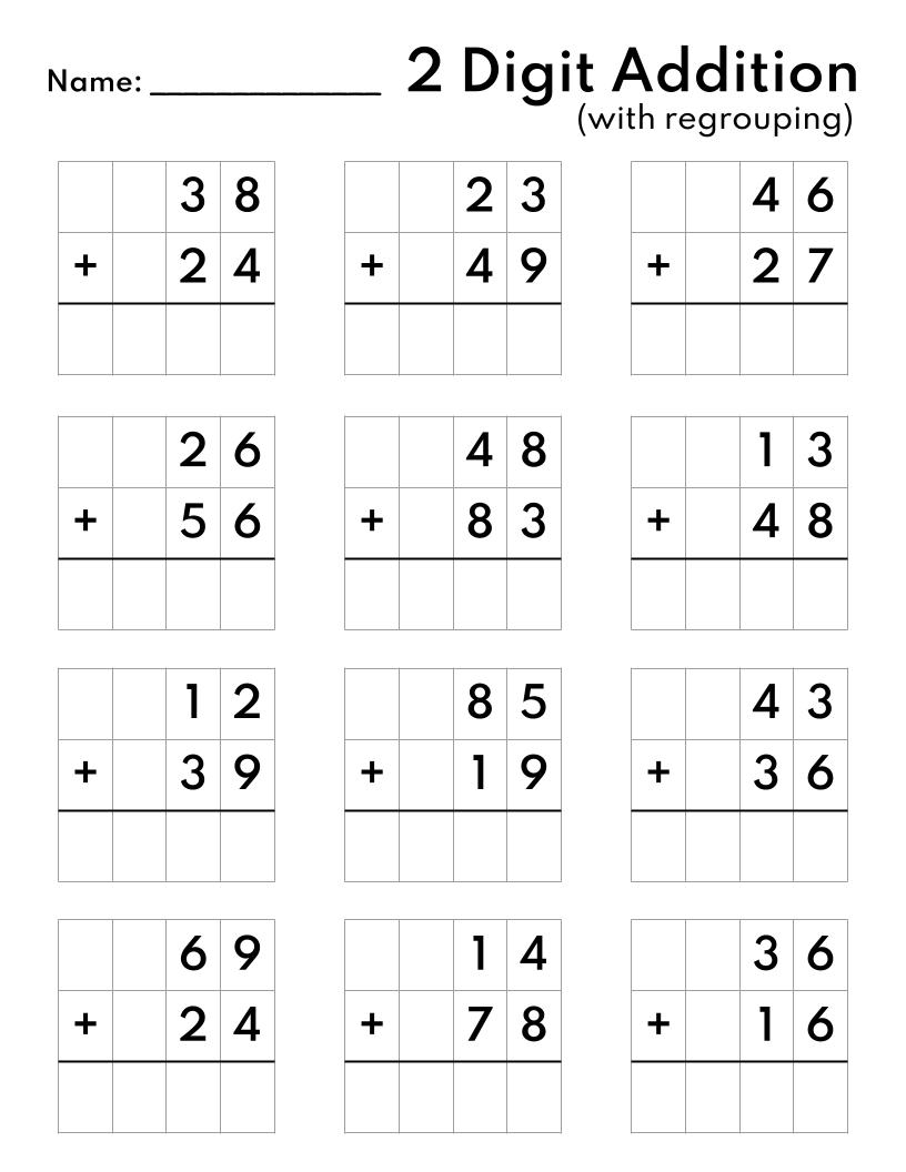 10 Printable Two Digit Addition Worksheets Double Digit Addition Worksheets 1st Grade 2nd Grade 10 Printable Two Digit Addition Worksheets Double Digit Addition Worksheets 1st Grade 2nd Grade