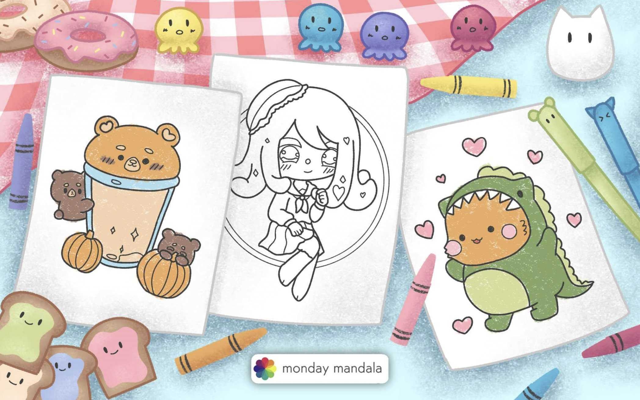 100 Kawaii Coloring Pages Free PDF Printables 