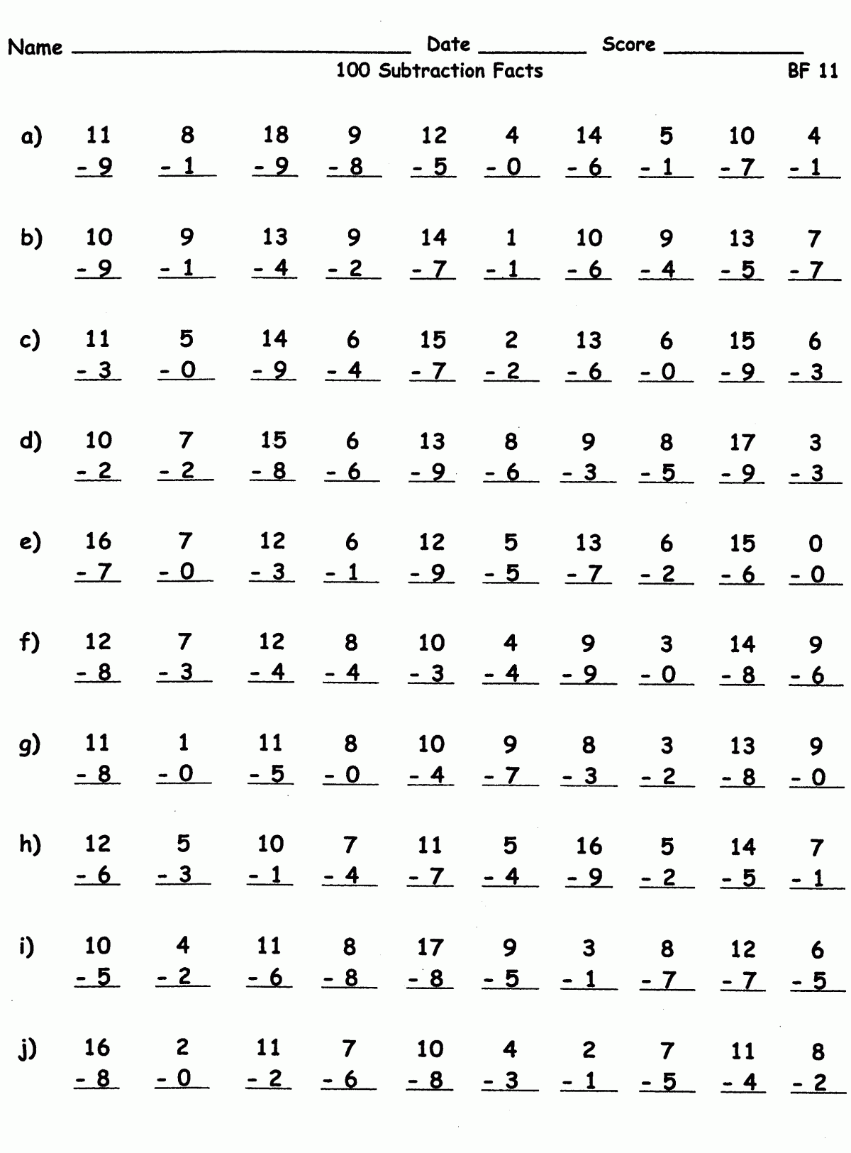 100 Problem Math Worksheets Worksheets Library