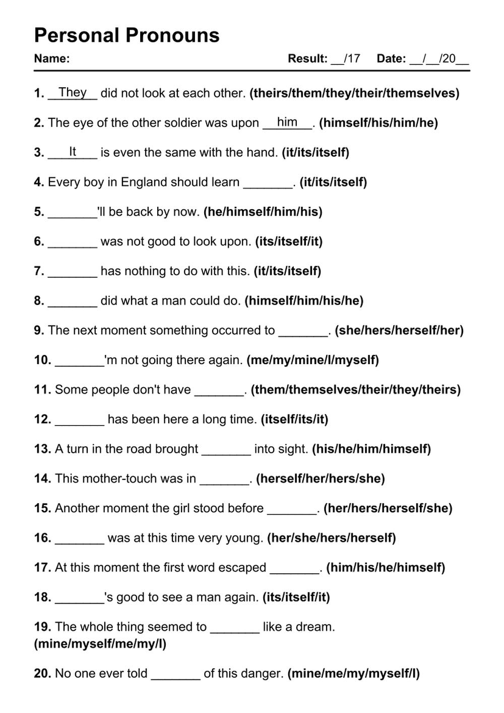 Free Printable Noun And Pronoun Worksheets
