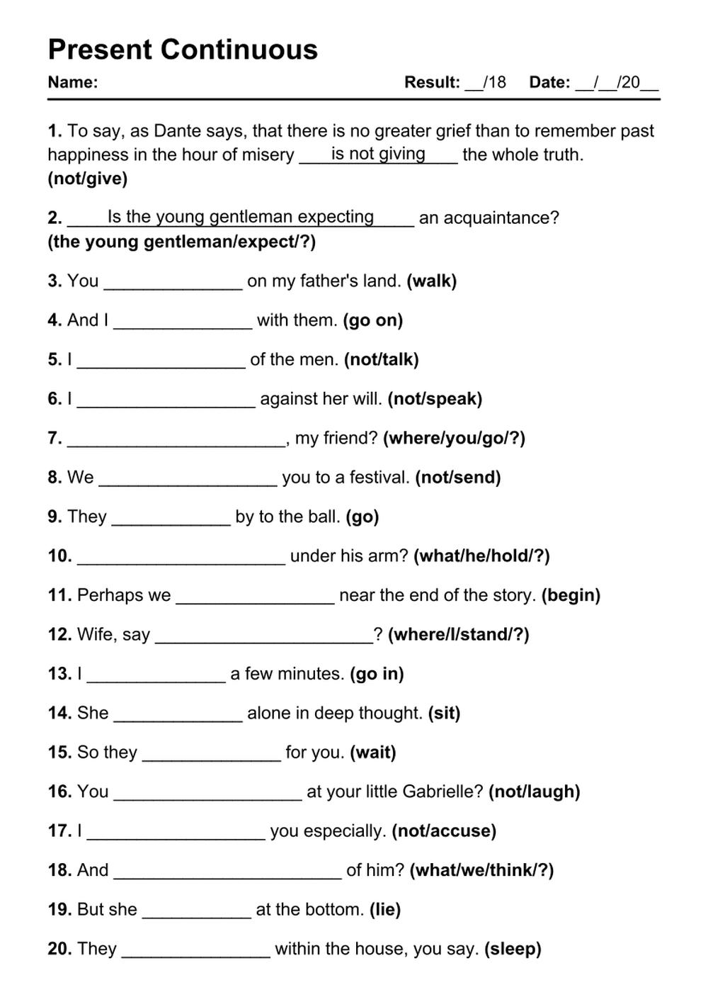 101 Present Continuous PDF Worksheets With Answers Grammarism 101 Present Continuous PDF Worksheets With Answers Grammarism
