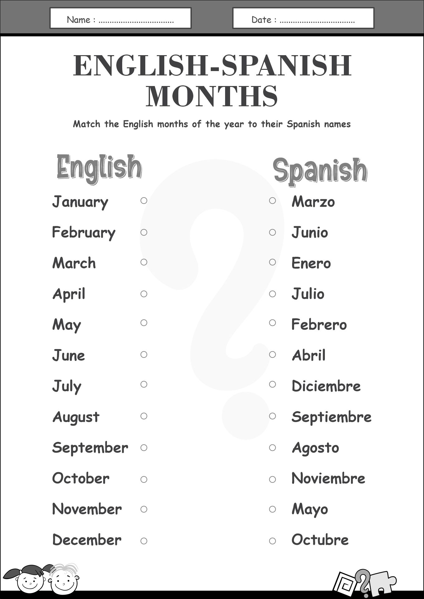 Free Printable Spanish Worksheets With Answers