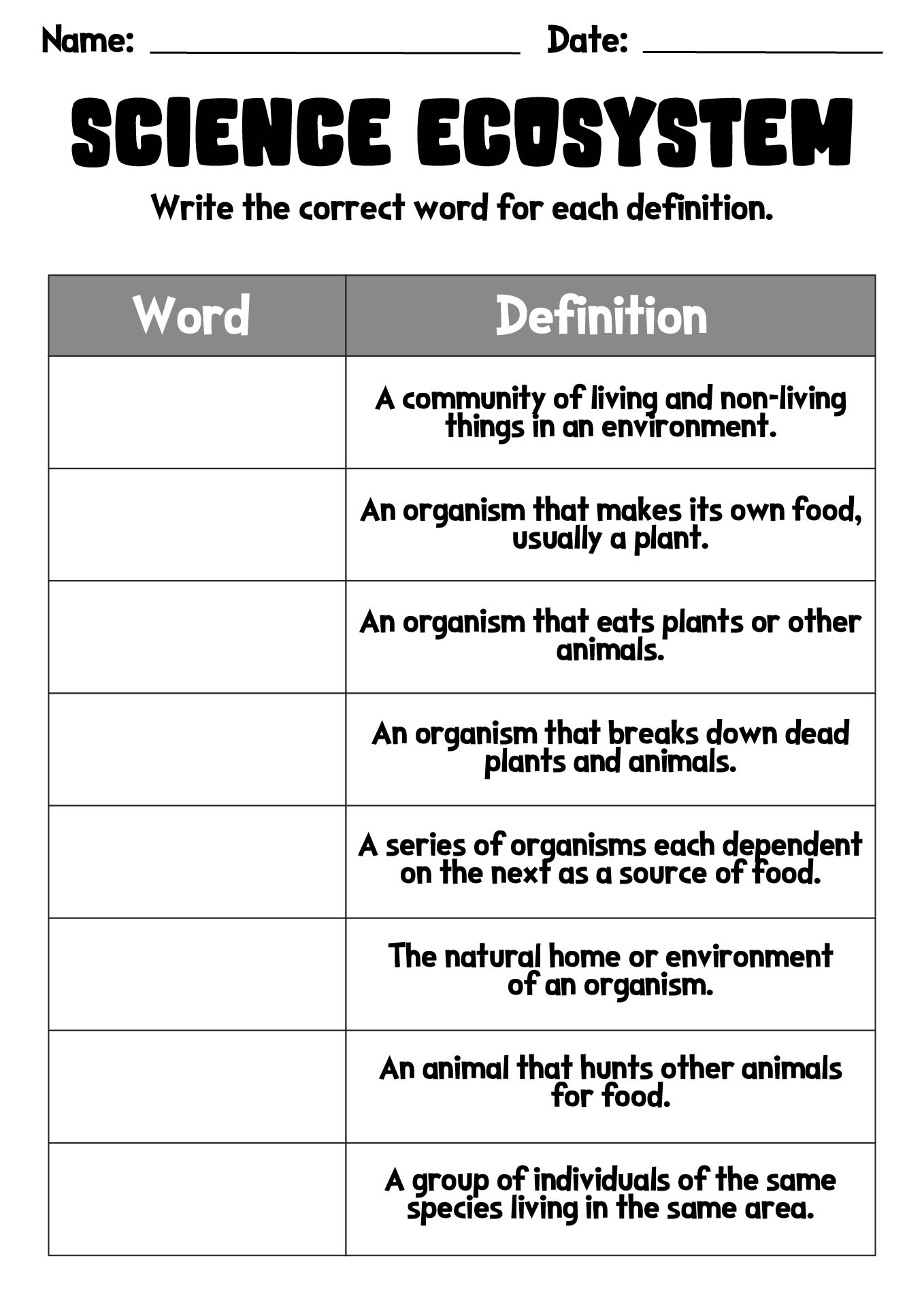 11 Printable Ecosystem Worksheets Free PDF At Worksheeto