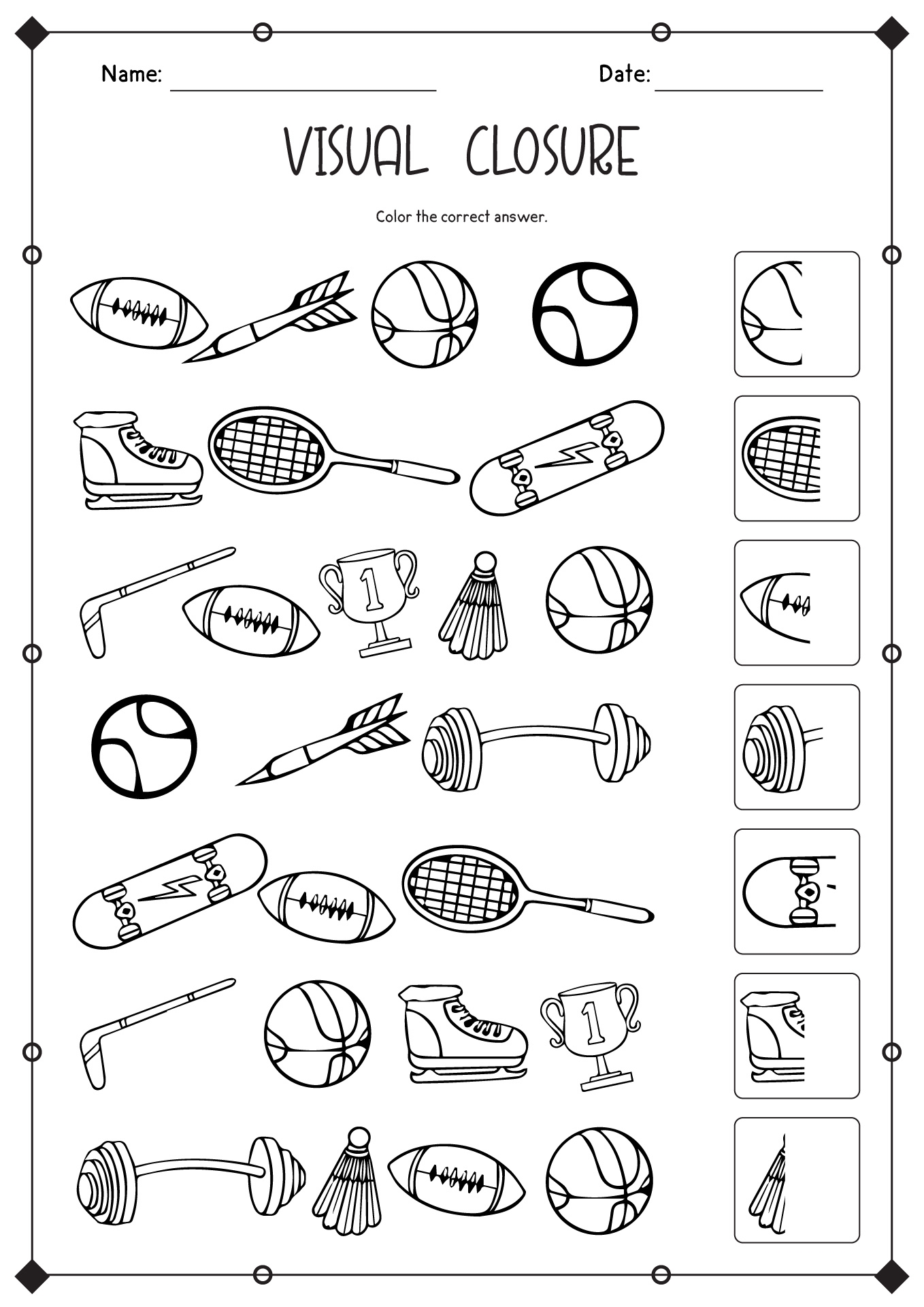 Free Printable Visual Closure Worksheets