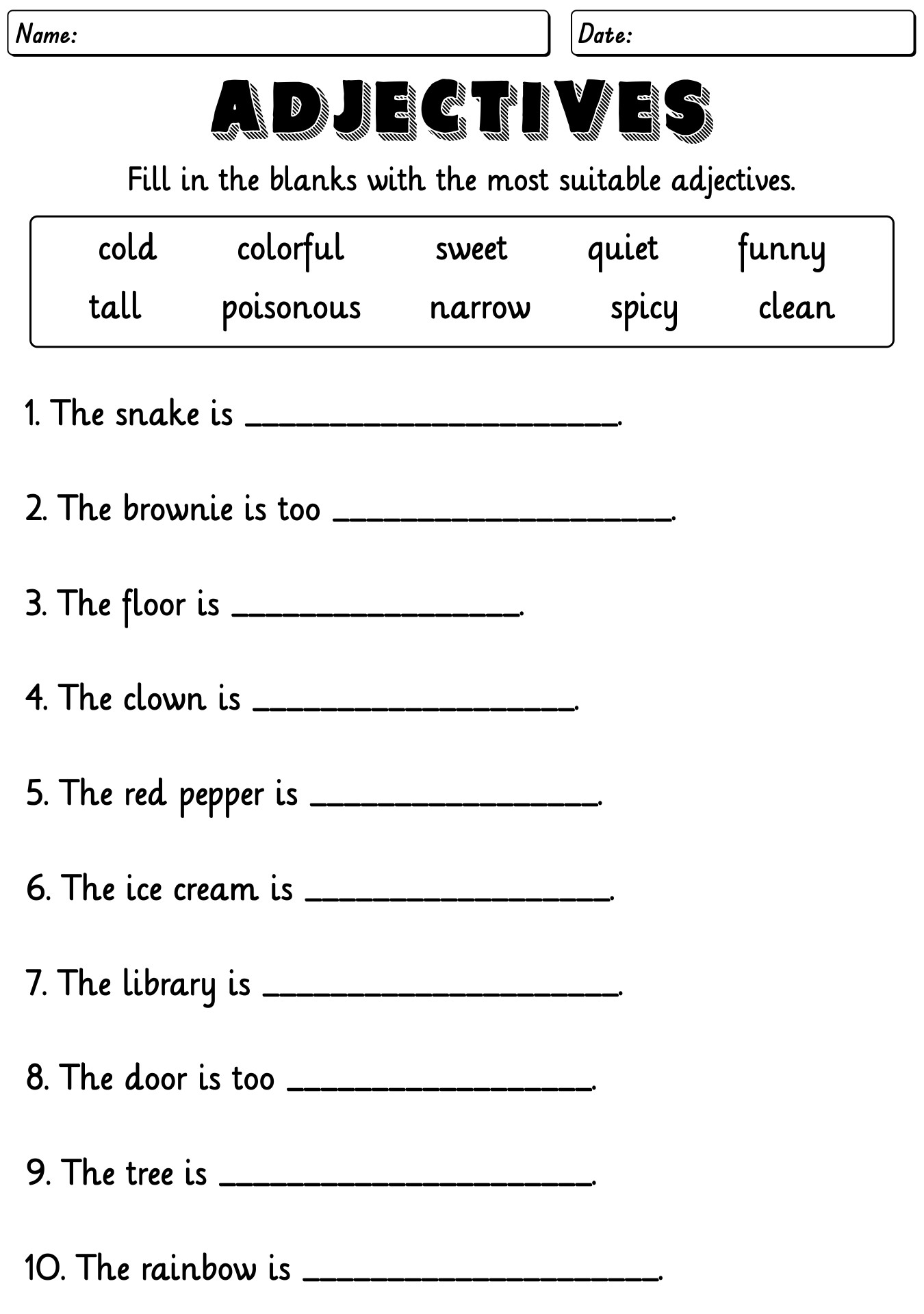 Grade 2 English Worksheets Printable Free