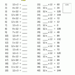 12 Times Tables Worksheets