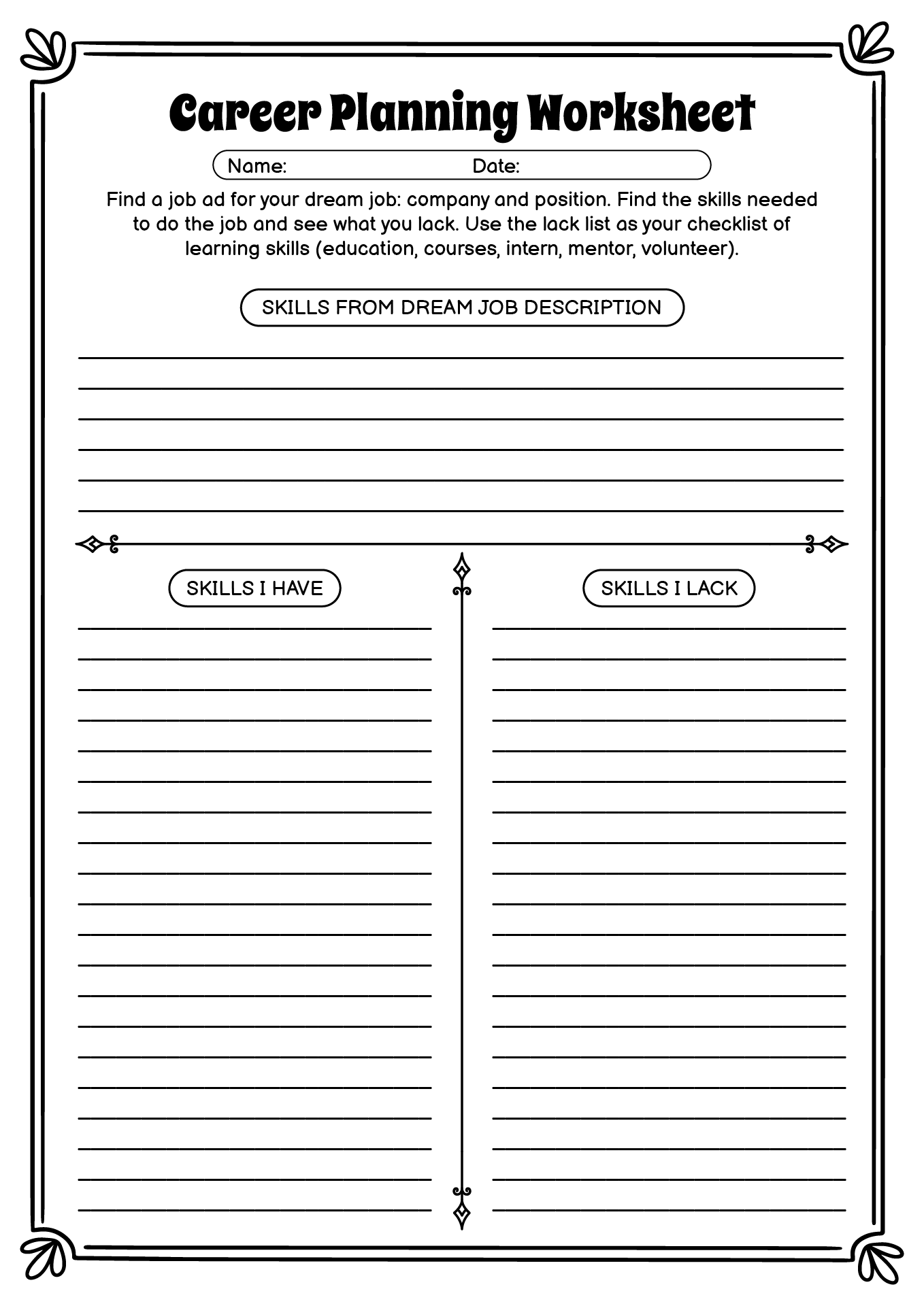 Free Printable Career Worksheets Pdf