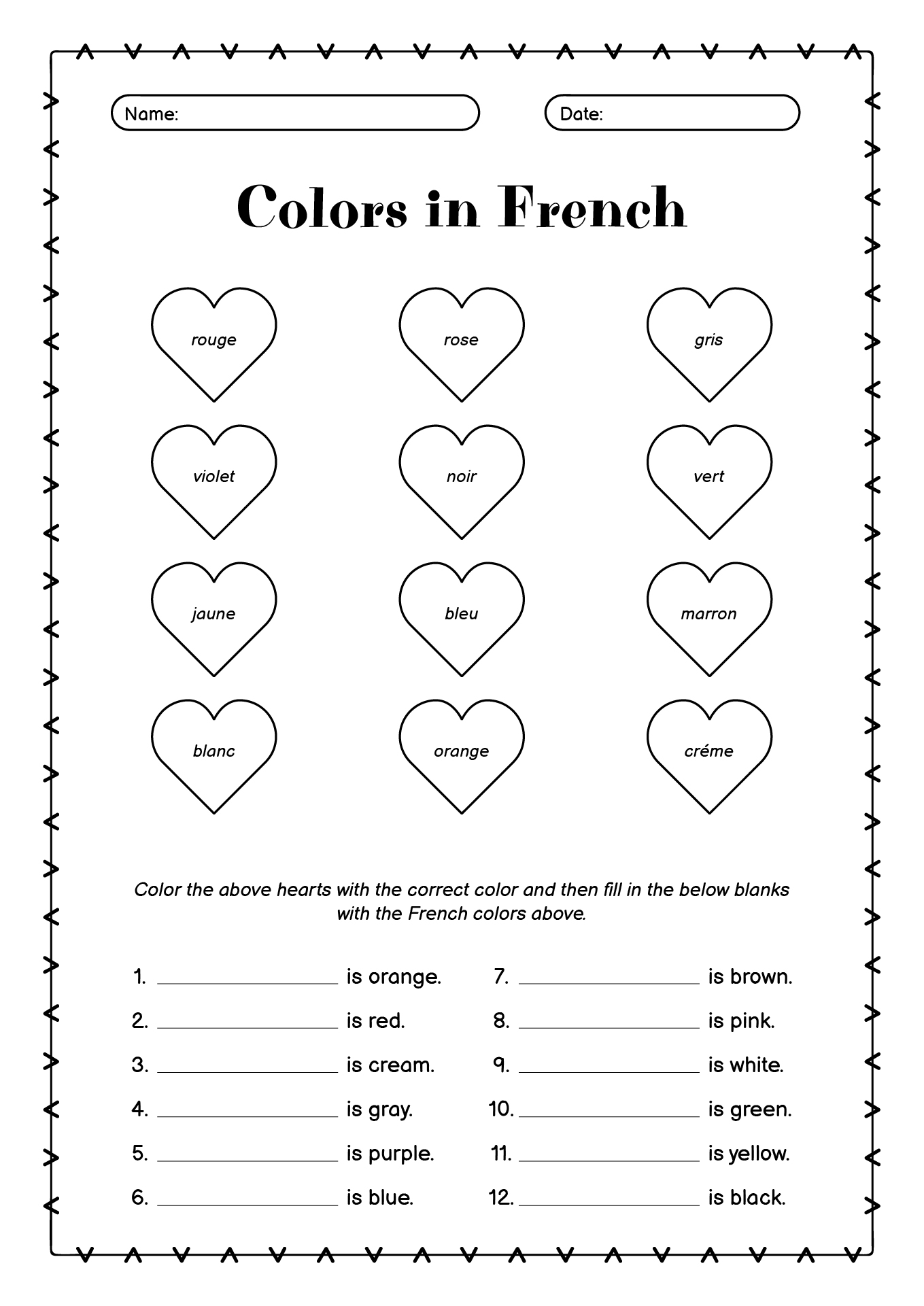13 French Colors Worksheet Free PDF At Worksheeto