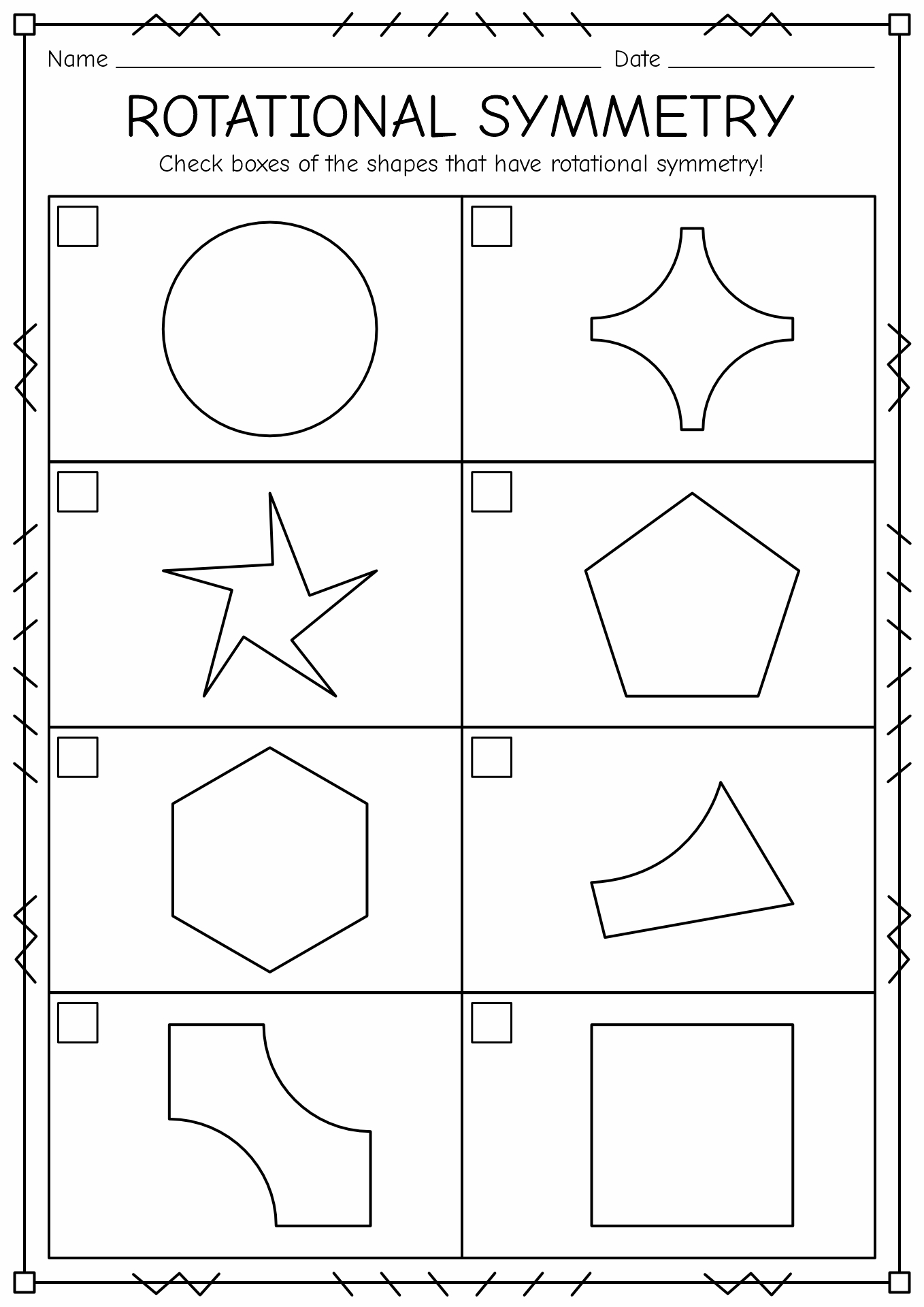 Free Printable Rotational Symmetry Worksheets