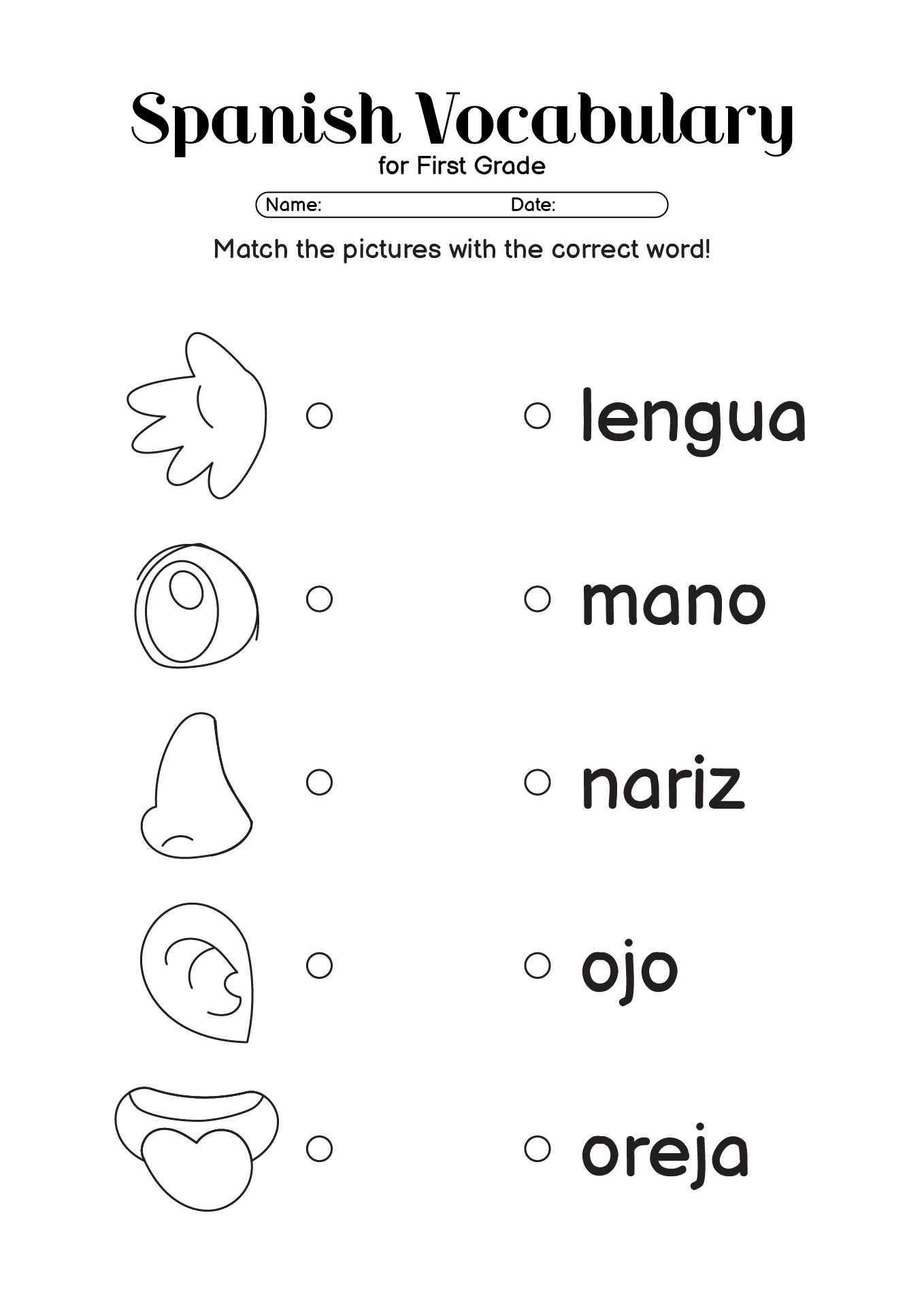 15 First Grade Spanish Worksheets Free PDF At Worksheeto