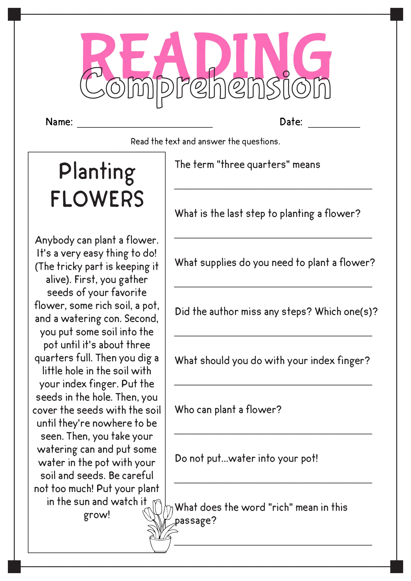 Reading Worksheets Free Printable