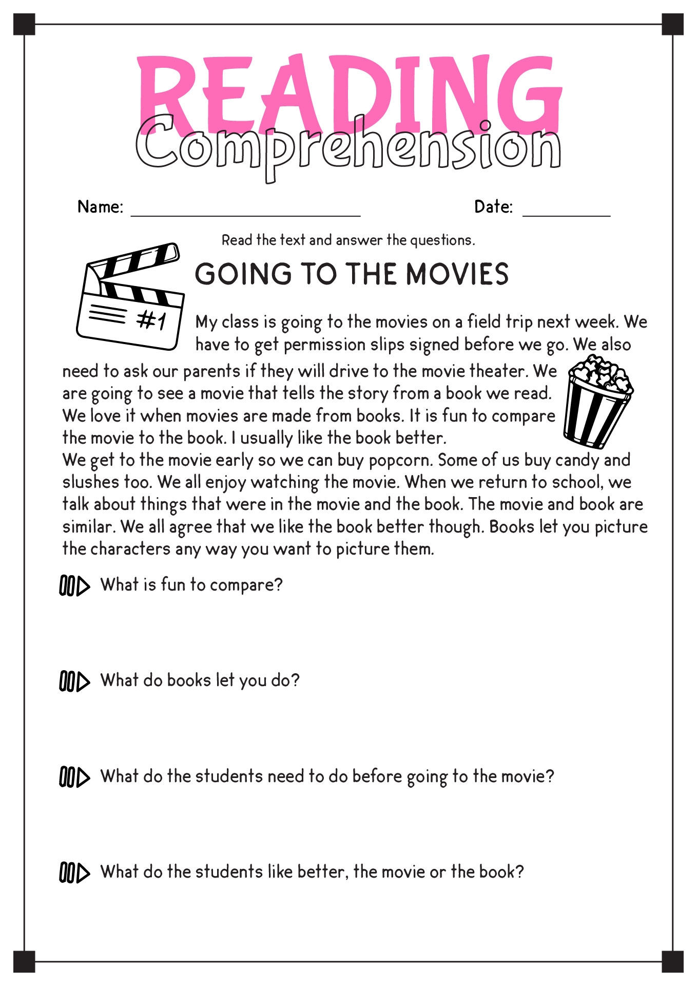 Free Printable Common Core Reading Worksheets