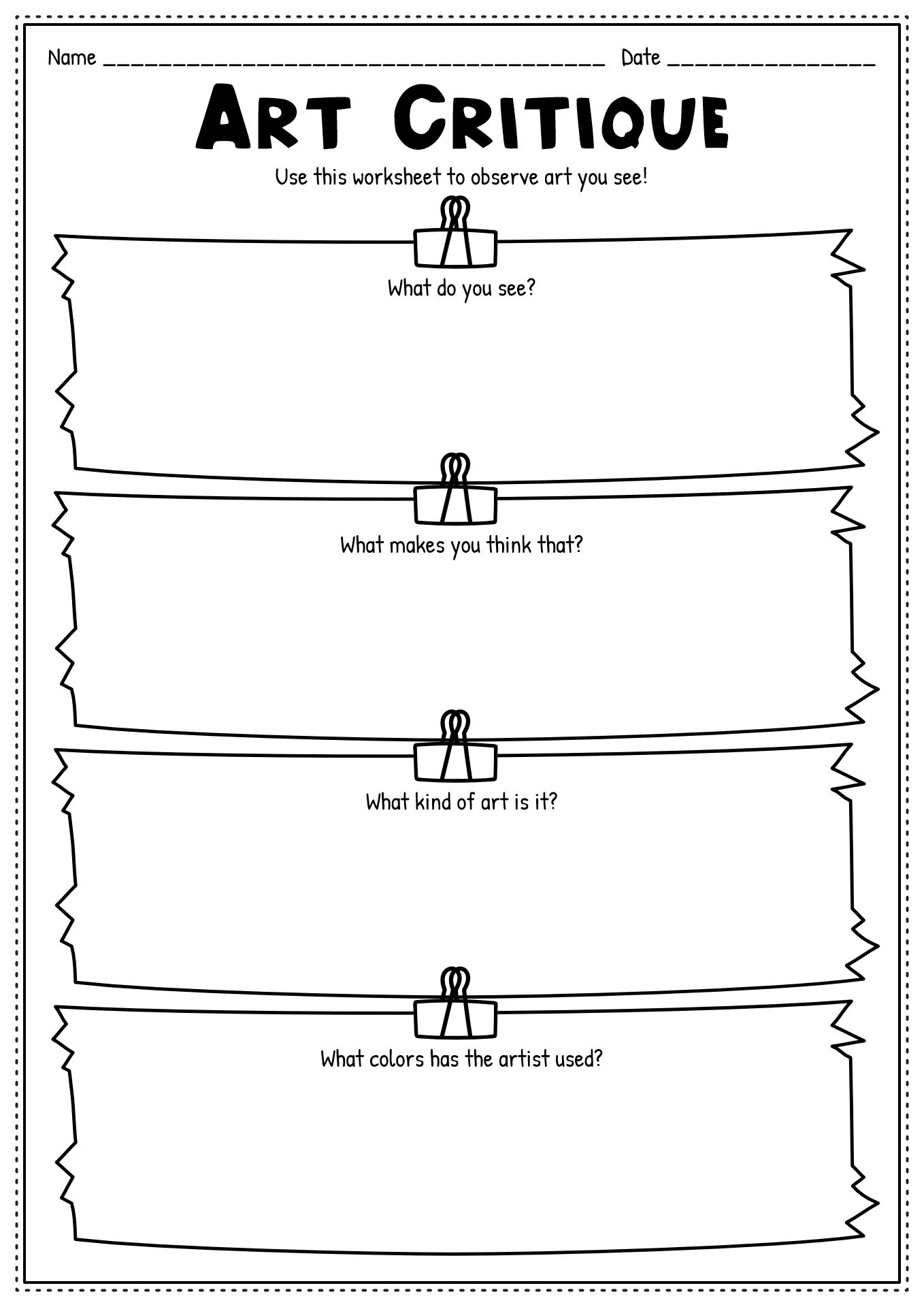 16 Student Art Critique Worksheet Free PDF At Worksheeto 16 Student Art Critique Worksheet Free PDF At Worksheeto