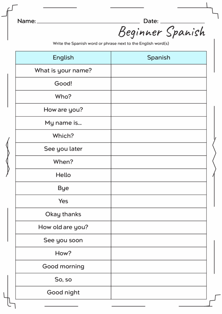 17 English And Spanish Worksheet Family Free PDF At Worksheeto Worksheets Library