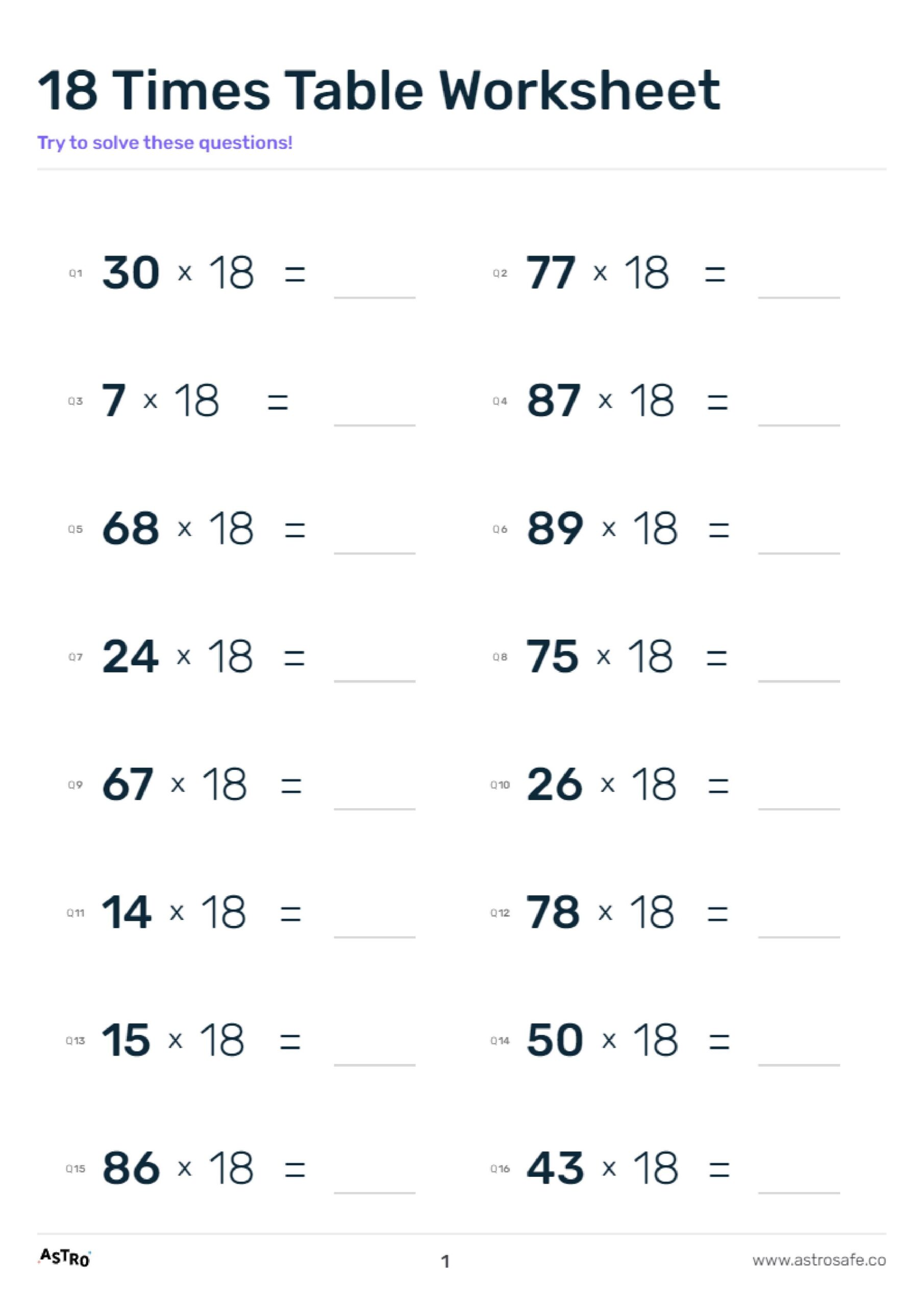 Time Tables Worksheet Free Printable