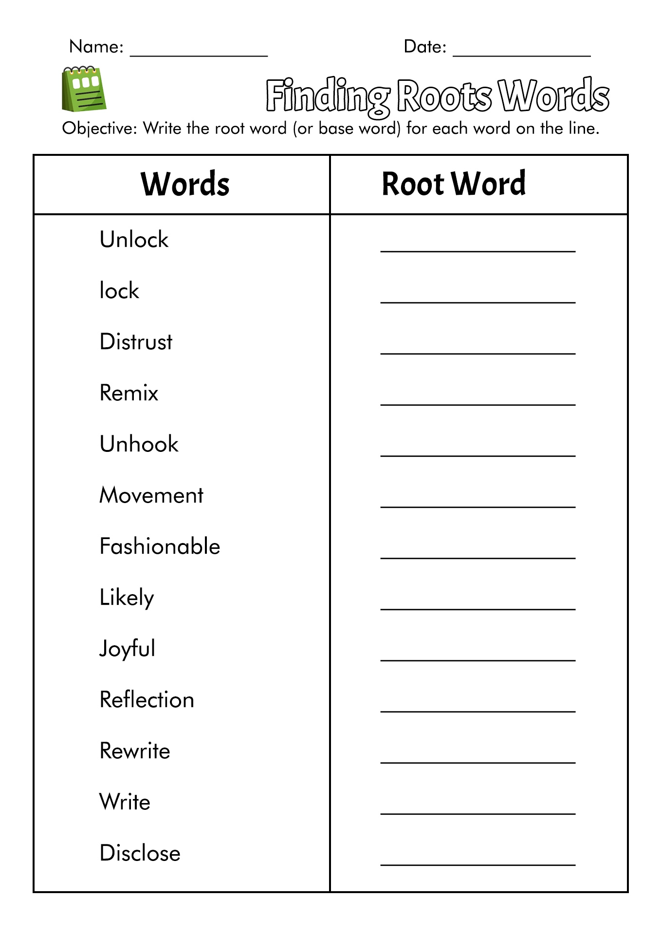 Free Printable Suffix Worksheets