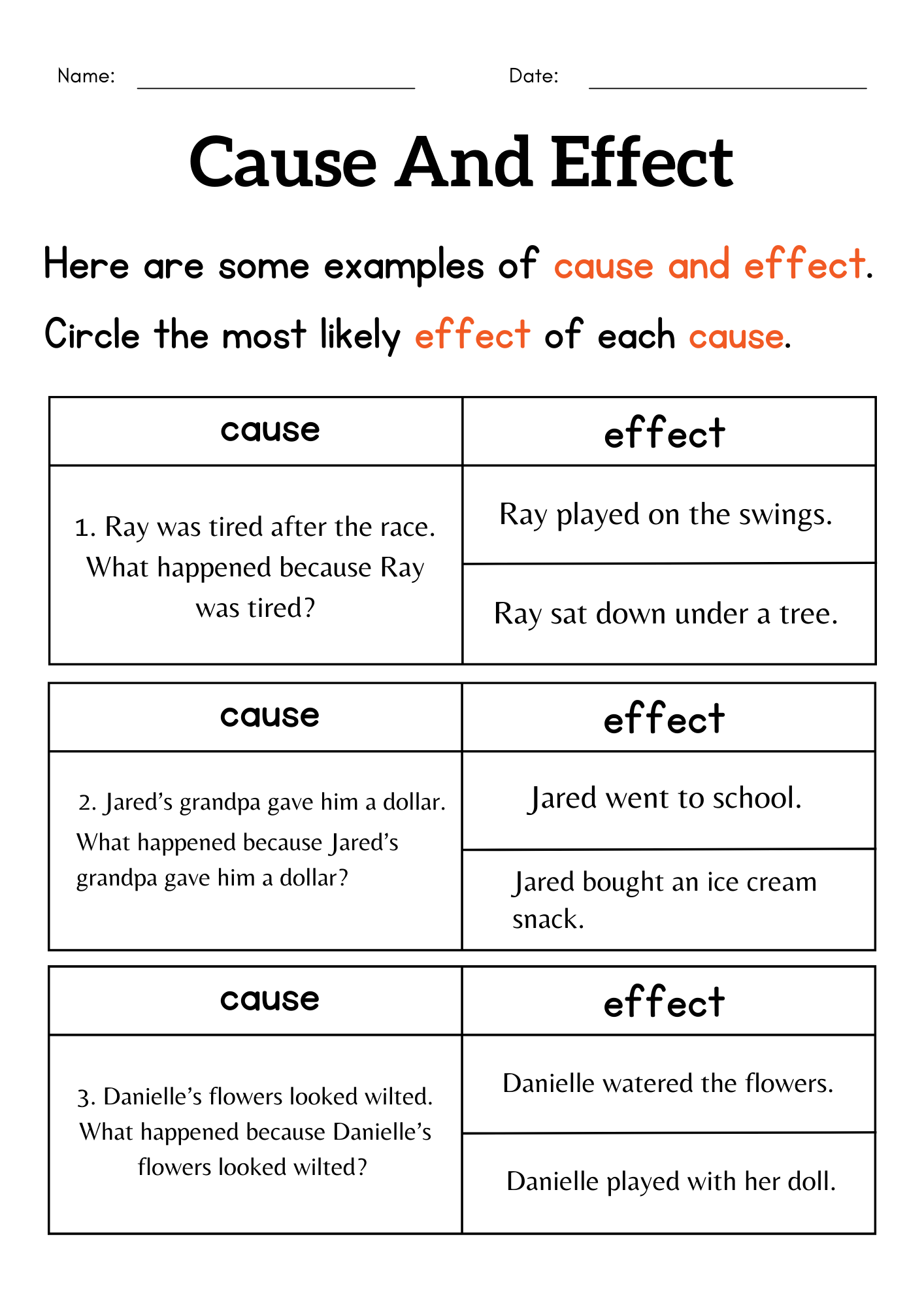 1st Grade Cause And Effect Worksheet Cause And Effect Activity Sheets For Kids