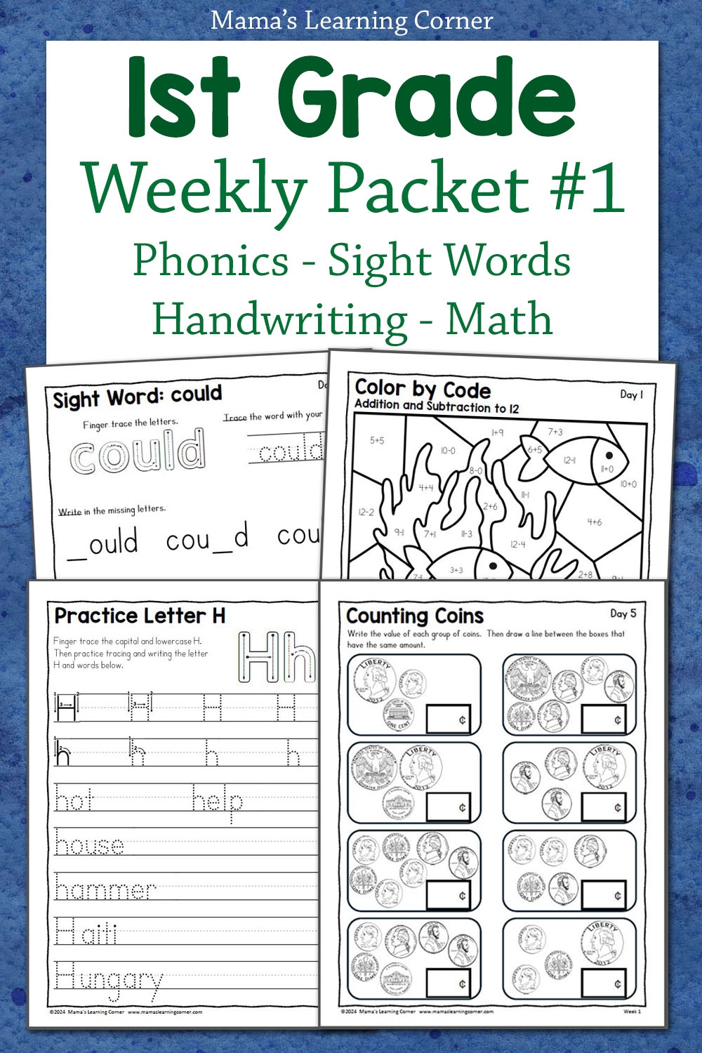 1st Grade Weekly Worksheet Packet 1 With Math And Phonics Mamas Learning Corner 1st Grade Weekly Worksheet Packet 1 With Math And Phonics Mamas Learning Corner