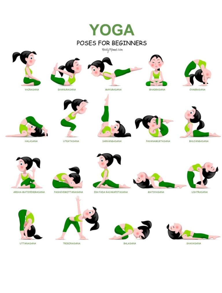 20 Easy Yoga Poses For Beginners With A Free Printable Nerdy Mamma Worksheets Library