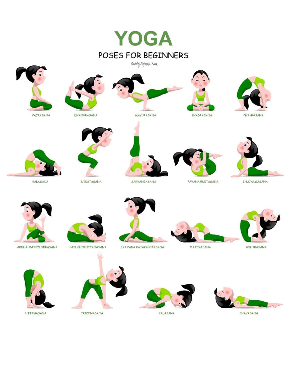 20 Easy Yoga Poses For Beginners With A Free Printable Nerdy Mamma Worksheets Library