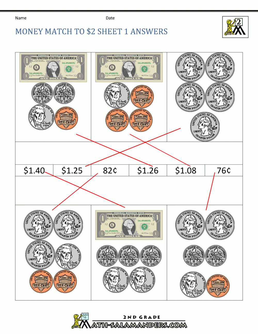 Free Printable 1st Grade Money Worksheets