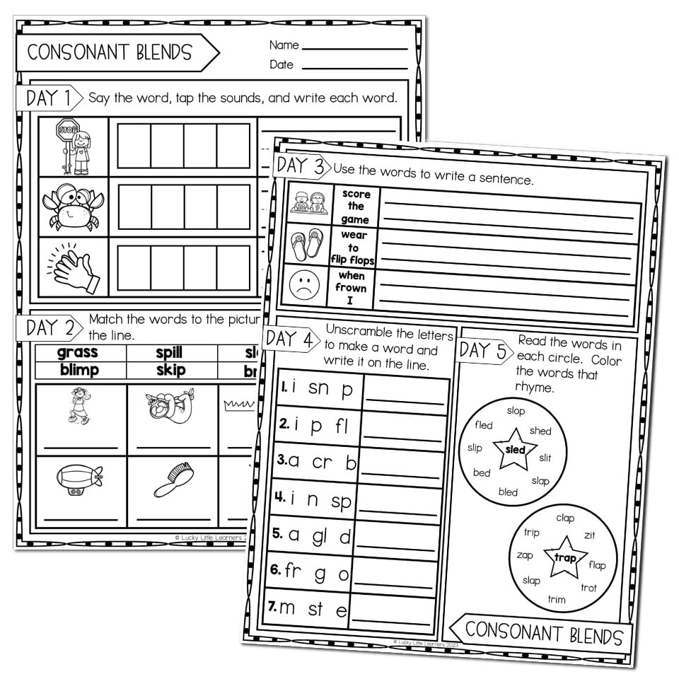 2nd Grade Phonics Worksheets Consonant Blends Lucky Little Learners