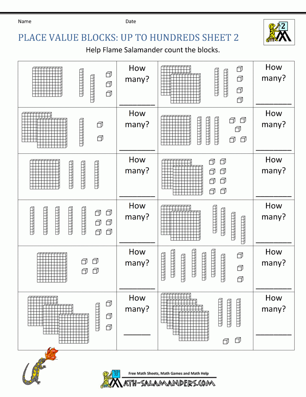 Free Printable Place Value Blocks Worksheets