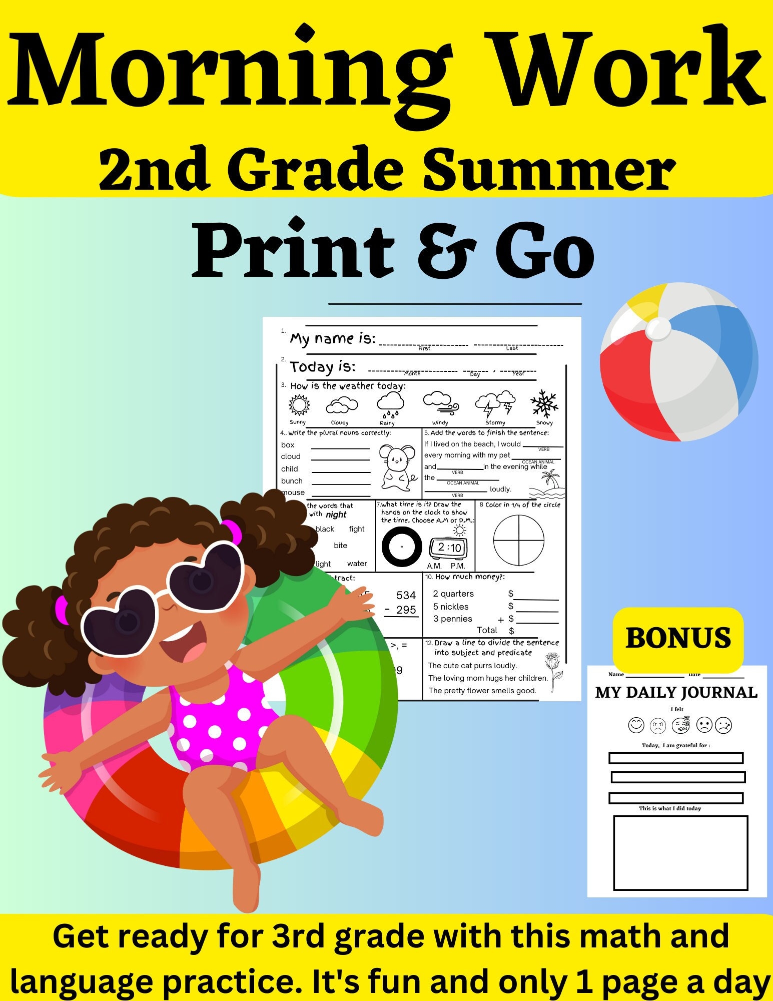 2nd Grade Summer Review Worksheets Printable End Of Year 