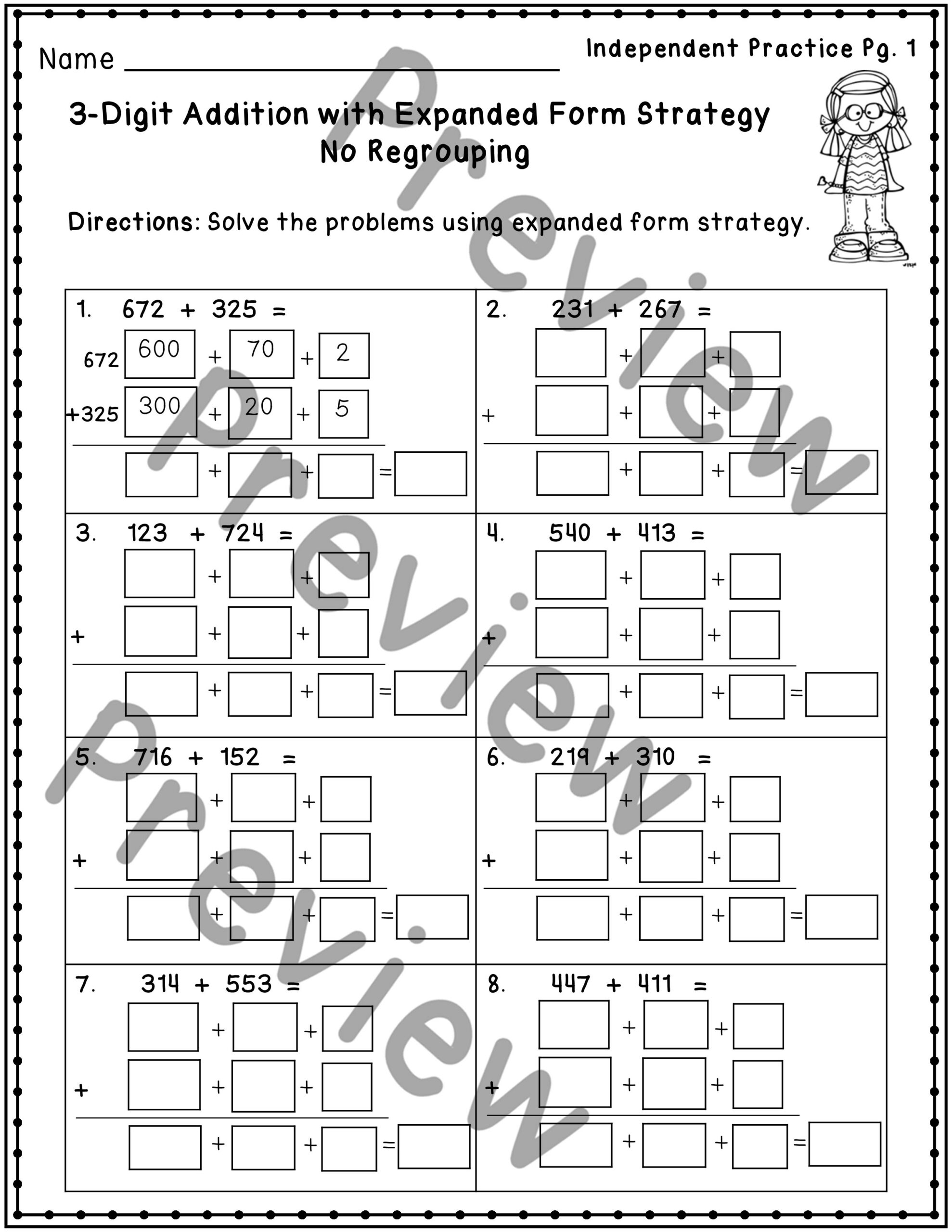 3 Digit Addition Expanded Form Addition Strategies Worksheets 3 Digit Addition Expanded Form Addition Strategies Worksheets