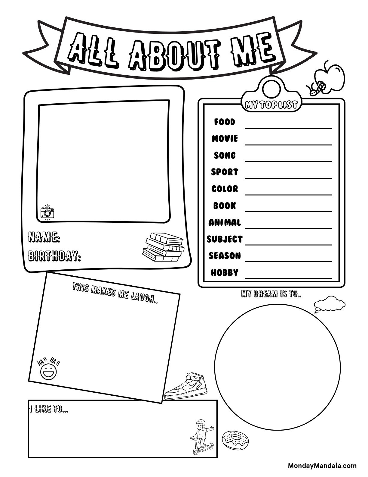 Free All About Me Worksheet Printable