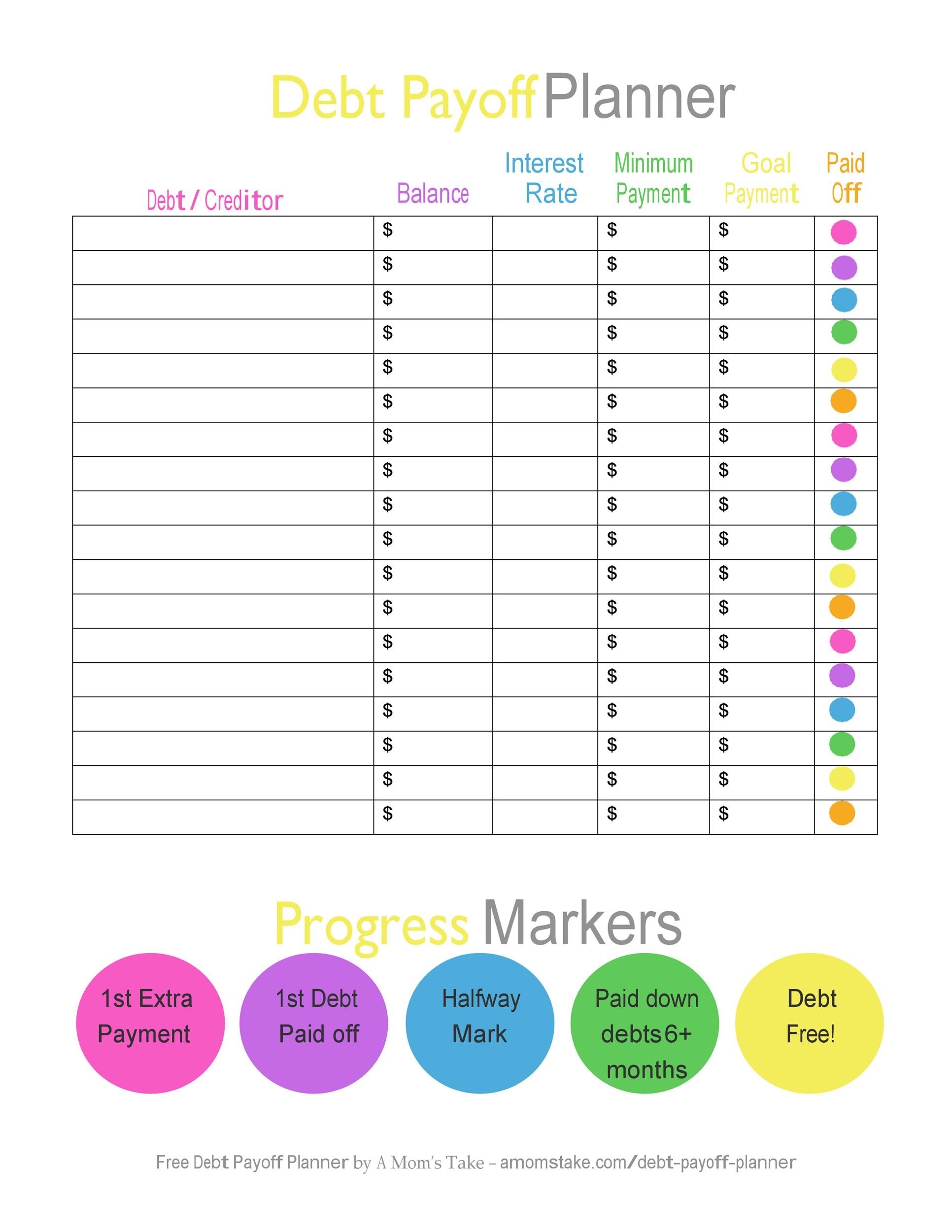 Free Printable Debt Payoff Worksheet Excel Free Printable Debt Payoff Worksheet Excel