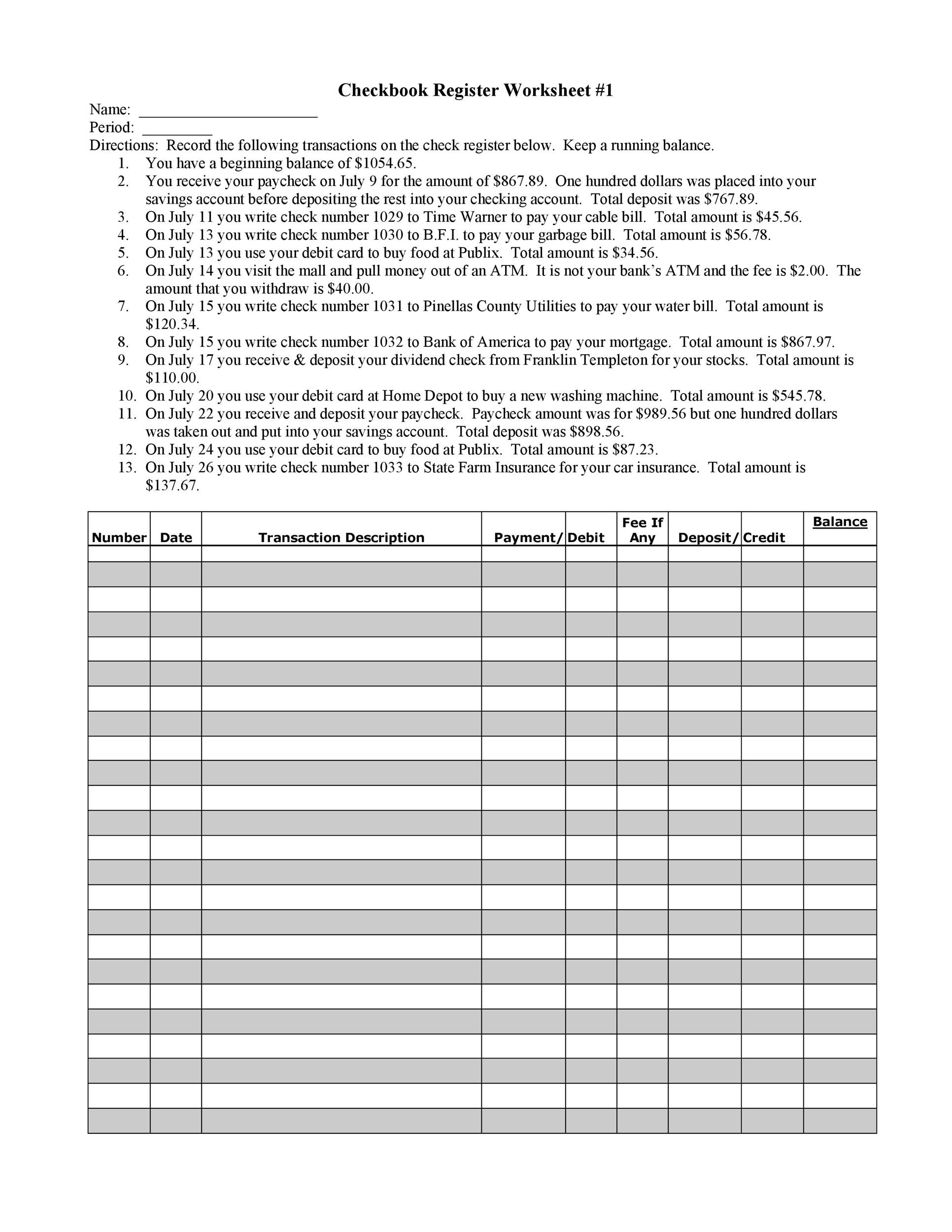 39 Checkbook Register Templates 100 Free Printable TemplateLab Worksheets Library 39 Checkbook Register Templates 100 Free Printable TemplateLab Worksheets Library