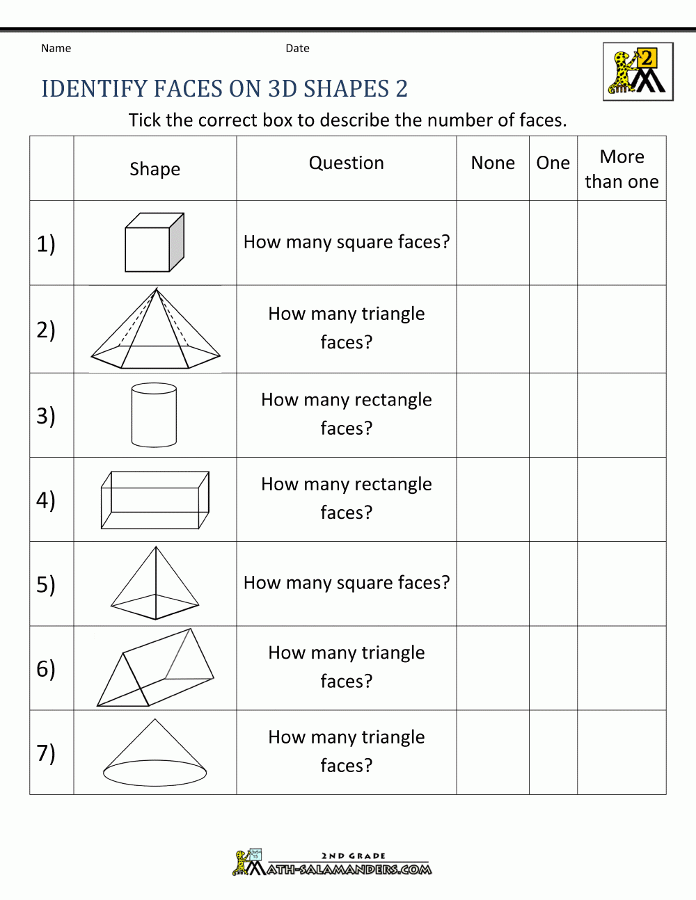3d Shapes Worksheets 2nd Grade 3d Shapes Worksheets 2nd Grade