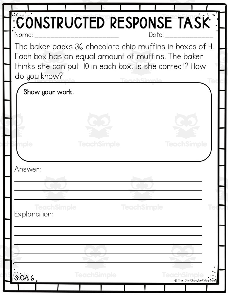 3rd Grade Math Constructed Response Test Prep