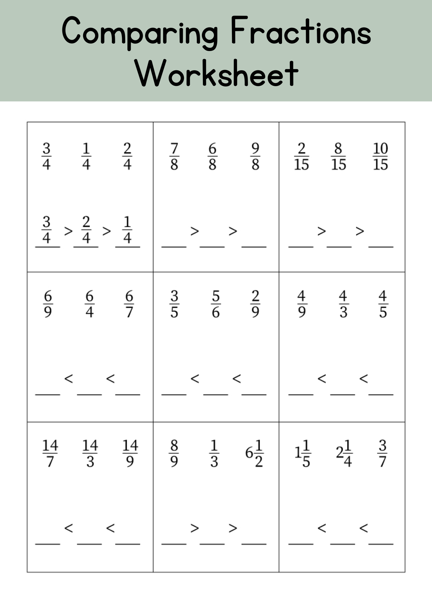Free Printable Equivalent Fractions Worksheets