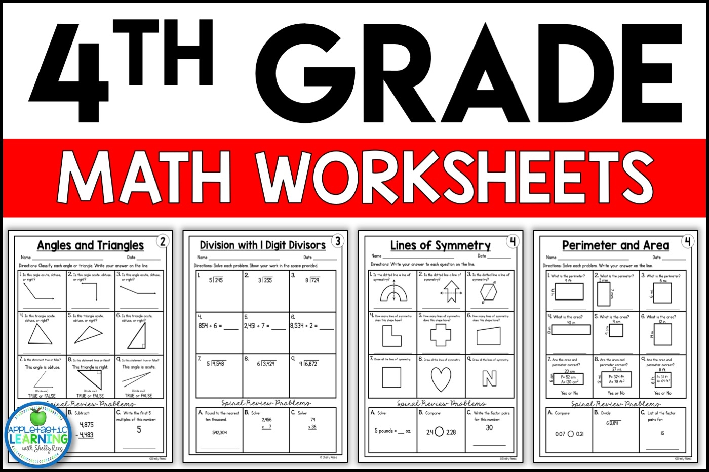 4th Grade Common Core Math Worksheets PRINTABLE Appletastic 