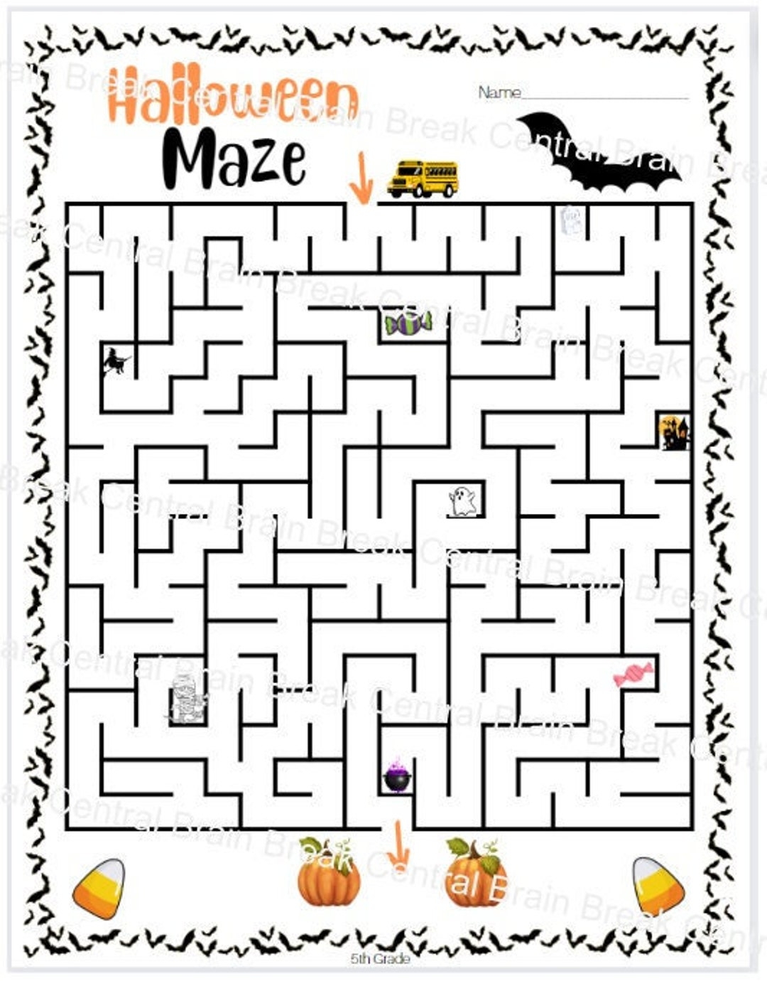 5th Grade Halloween Maze With Answer Key Printable Etsy