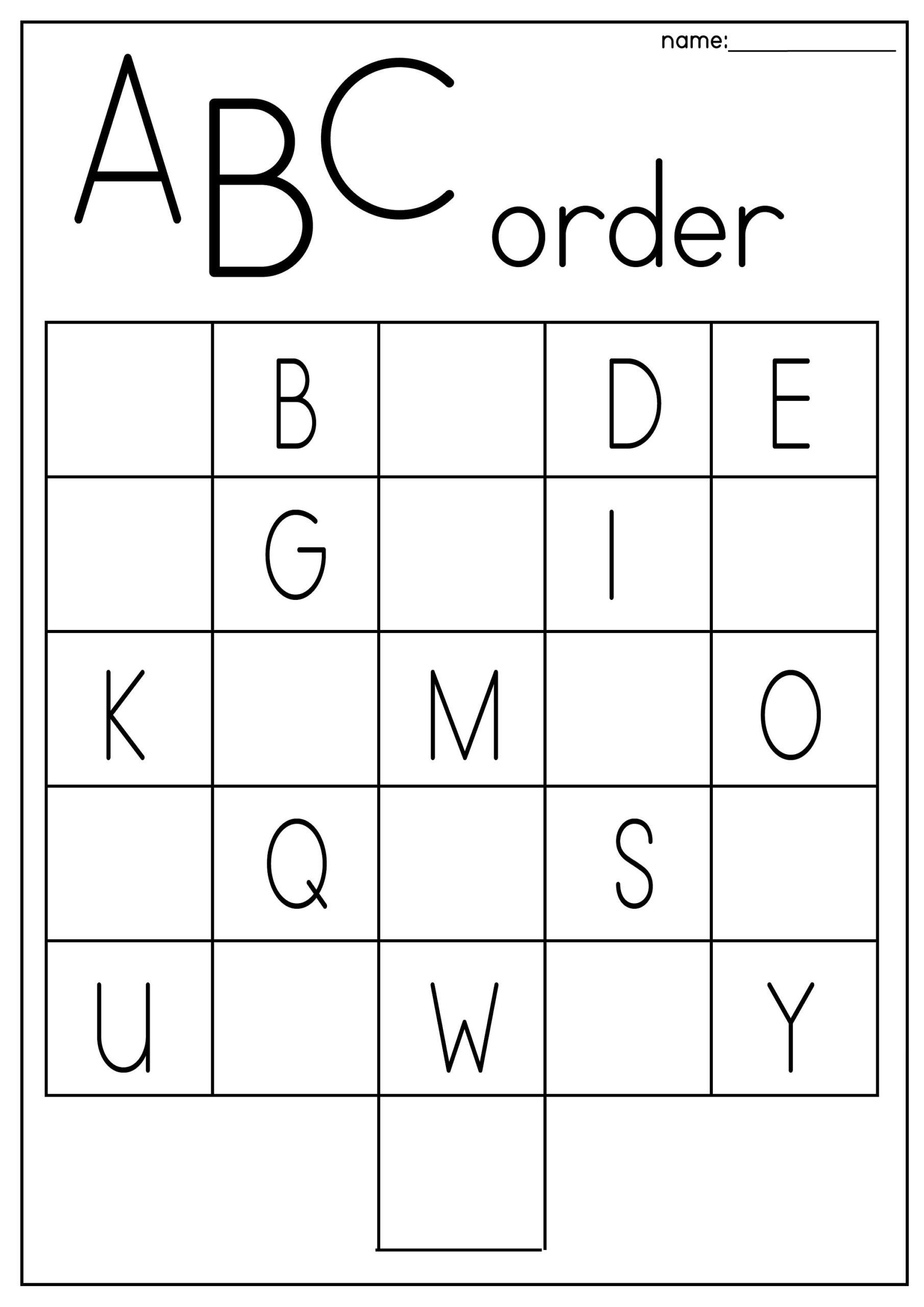 6 Printable ABC Order Work Mats worksheets Preschool kindergarten