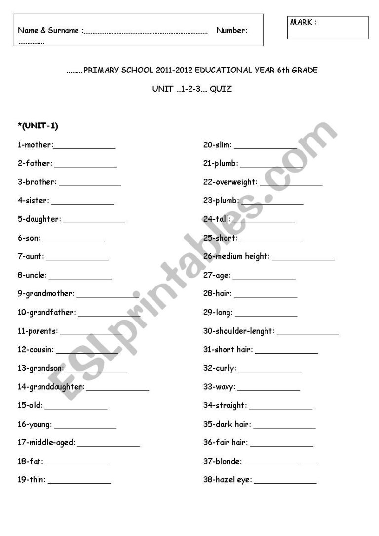 6th Grade Unit 1 2 3 Vocabulary ESL Worksheet By Sadeceseda