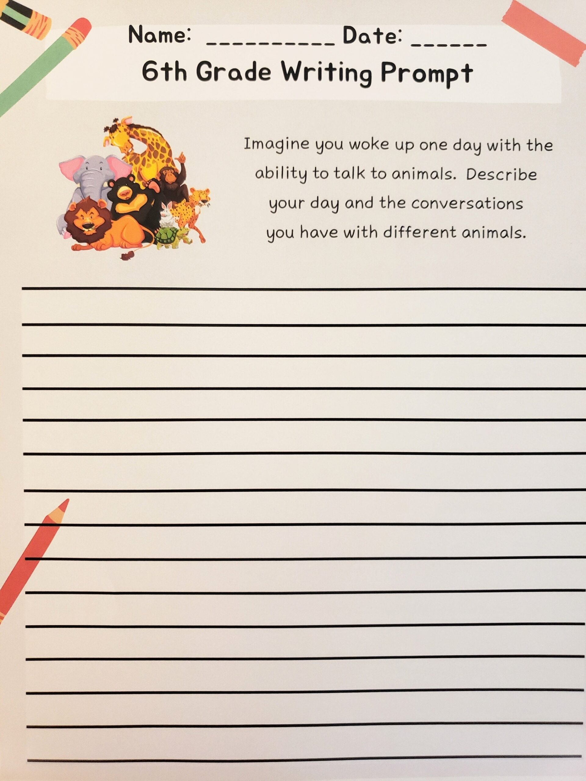 6th Grade Writing Worksheets Home School Elementary Writing Prompts Help For Mom And Dad Learn To Write With Fun Ideas DIGITAL ITEM Etsy