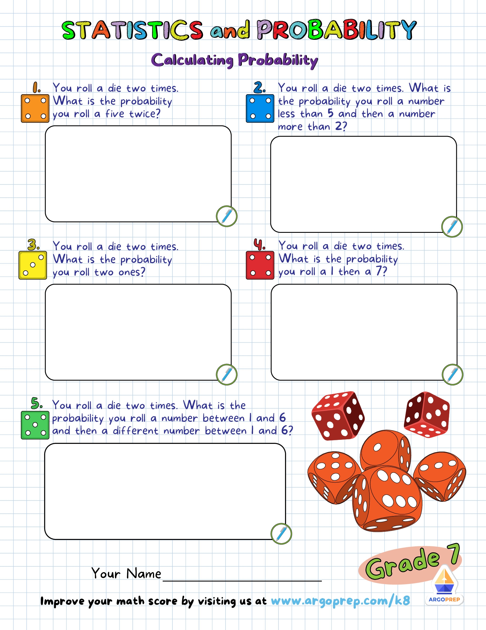 7th Grade 2 step Equations Simple Probability Worksheets For Free ArgoPrep