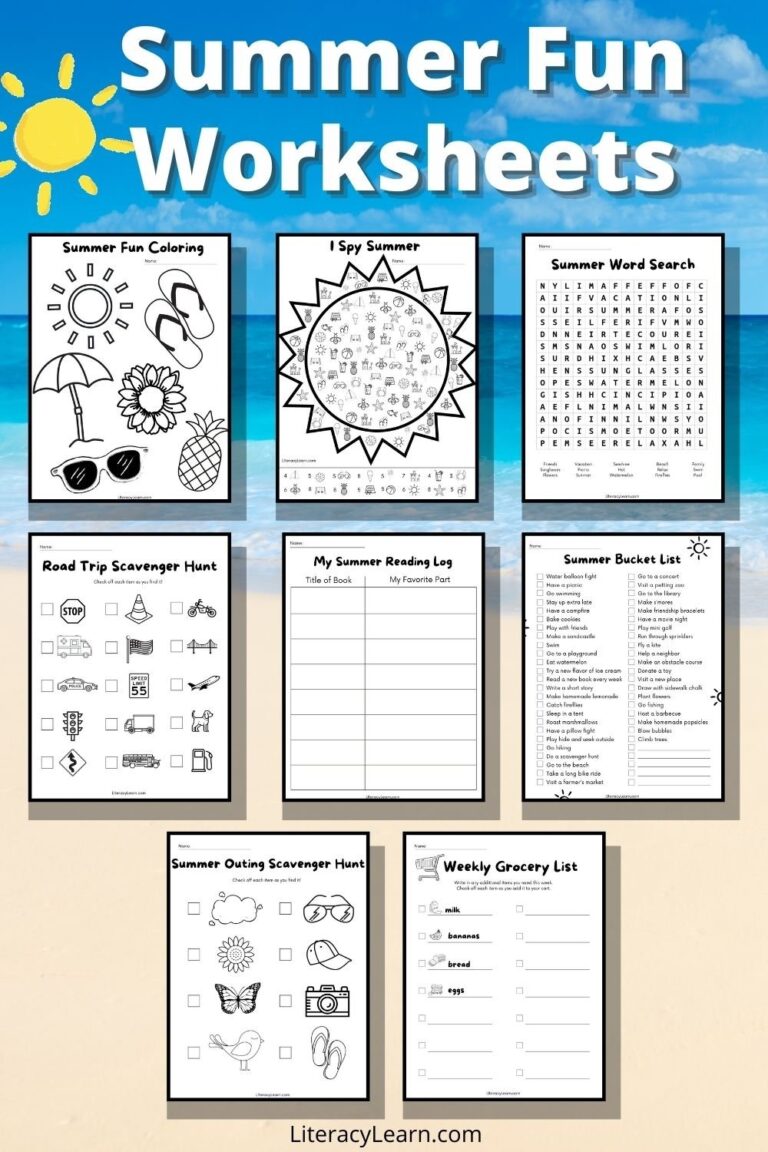 8 Summer Fun Worksheets For Preschool Through Second Grade Free 