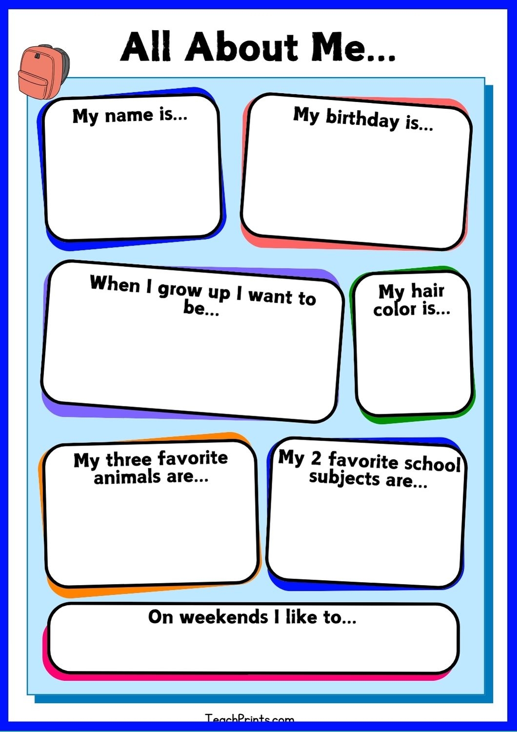 9 Free All About Me Worksheets Printables Teach Prints 9 Free All About Me Worksheets Printables Teach Prints