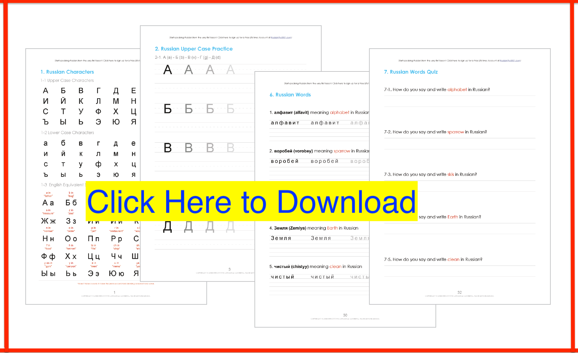 9 Free Russian Worksheets PDF For Beginners