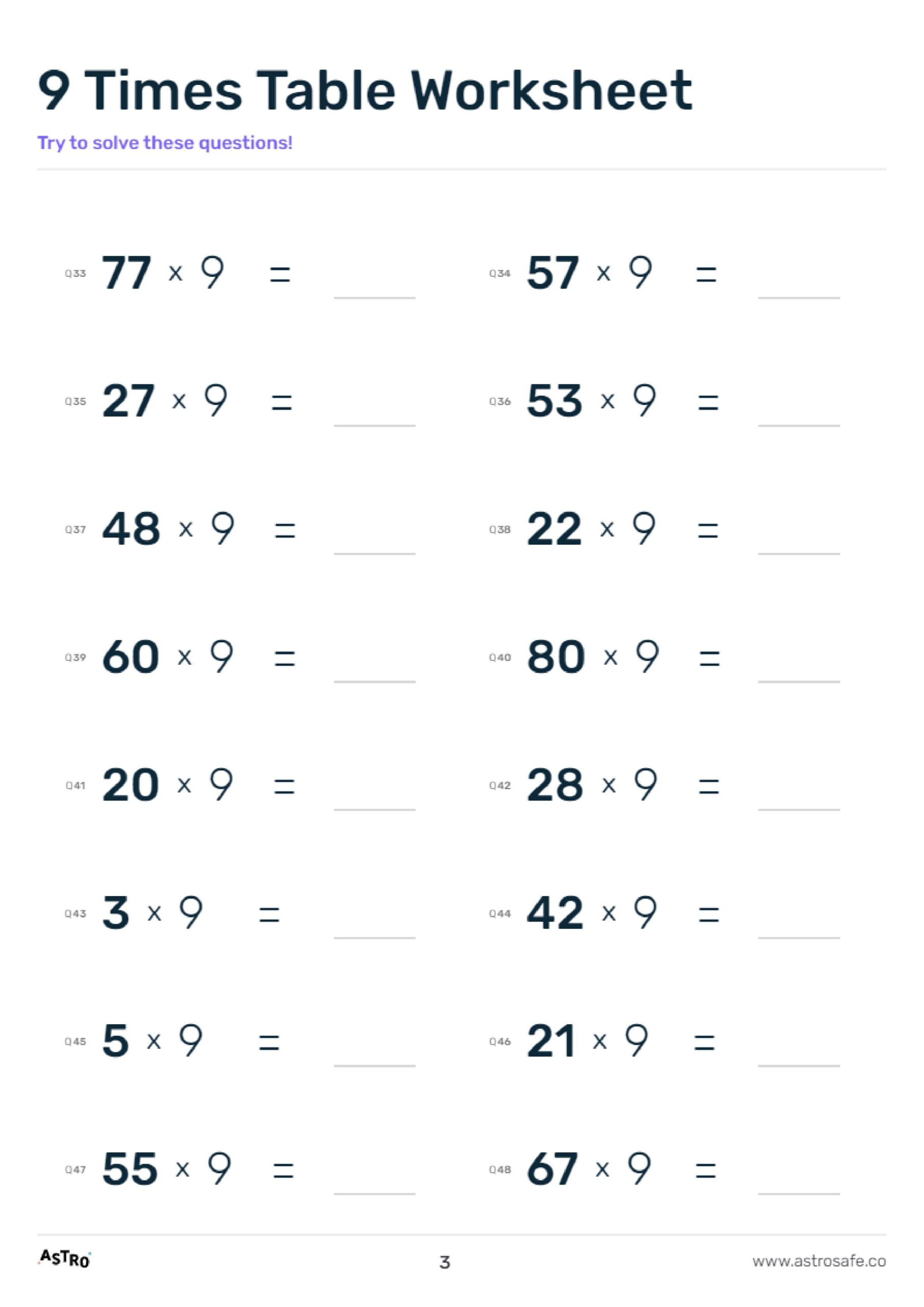 9 Times Table Lessons Printable Worksheets U0026 Charts AstroSafe 9 Times Table Lessons Printable Worksheets U0026 Charts AstroSafe