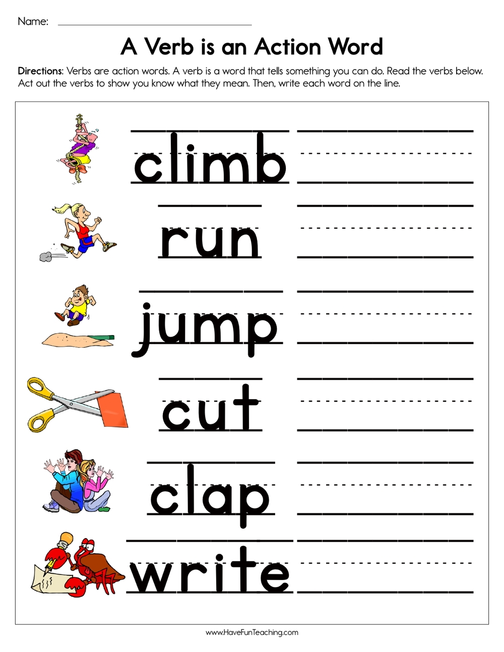 A Verb Is An Action Word Worksheet Have Fun Teaching A Verb Is An Action Word Worksheet Have Fun Teaching