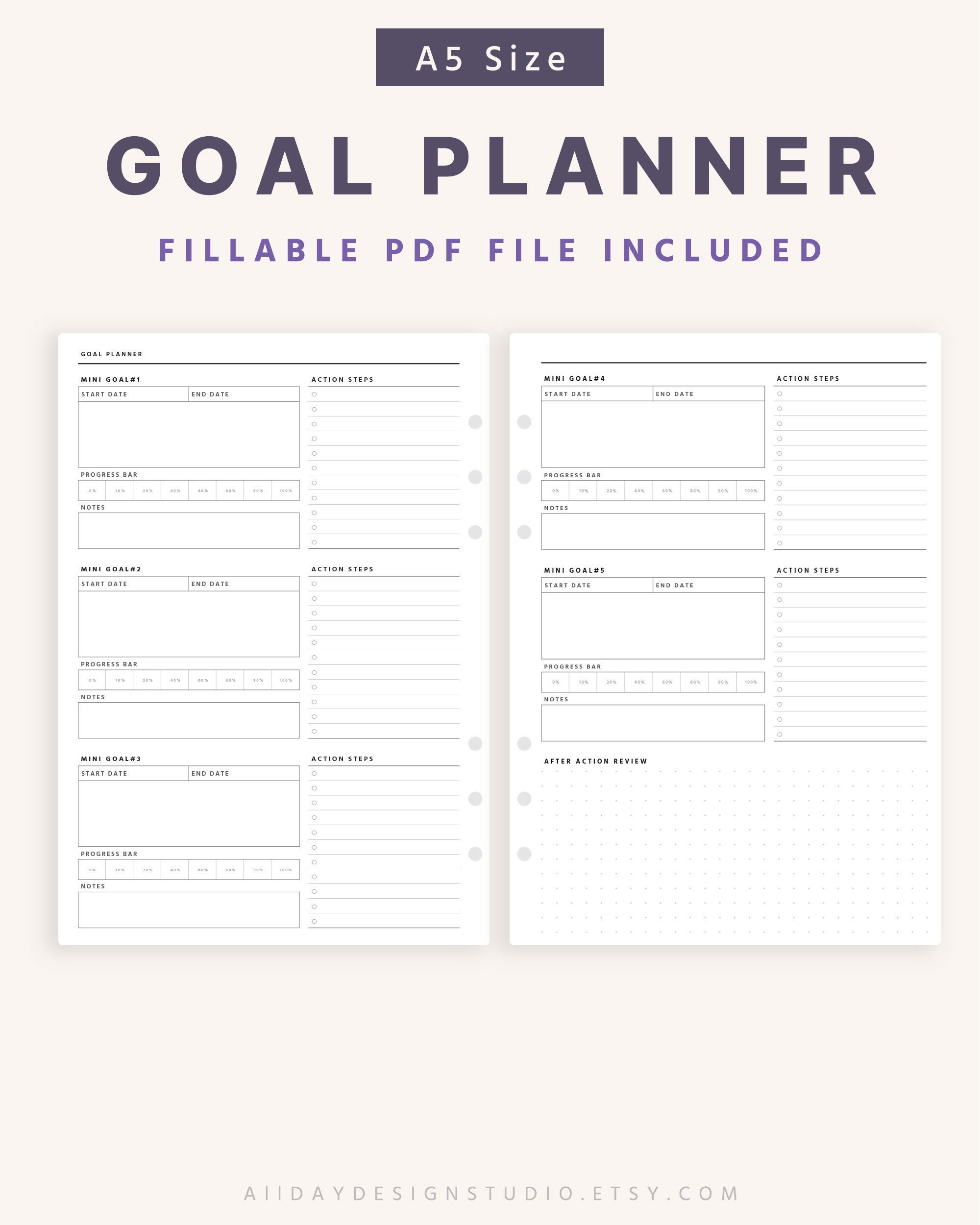 A5 Printable Goal Planner Template Organizer Pages Goal Tracker Goal Planning Worksheet Goal Journal Goal Board Editable PDF Etsy