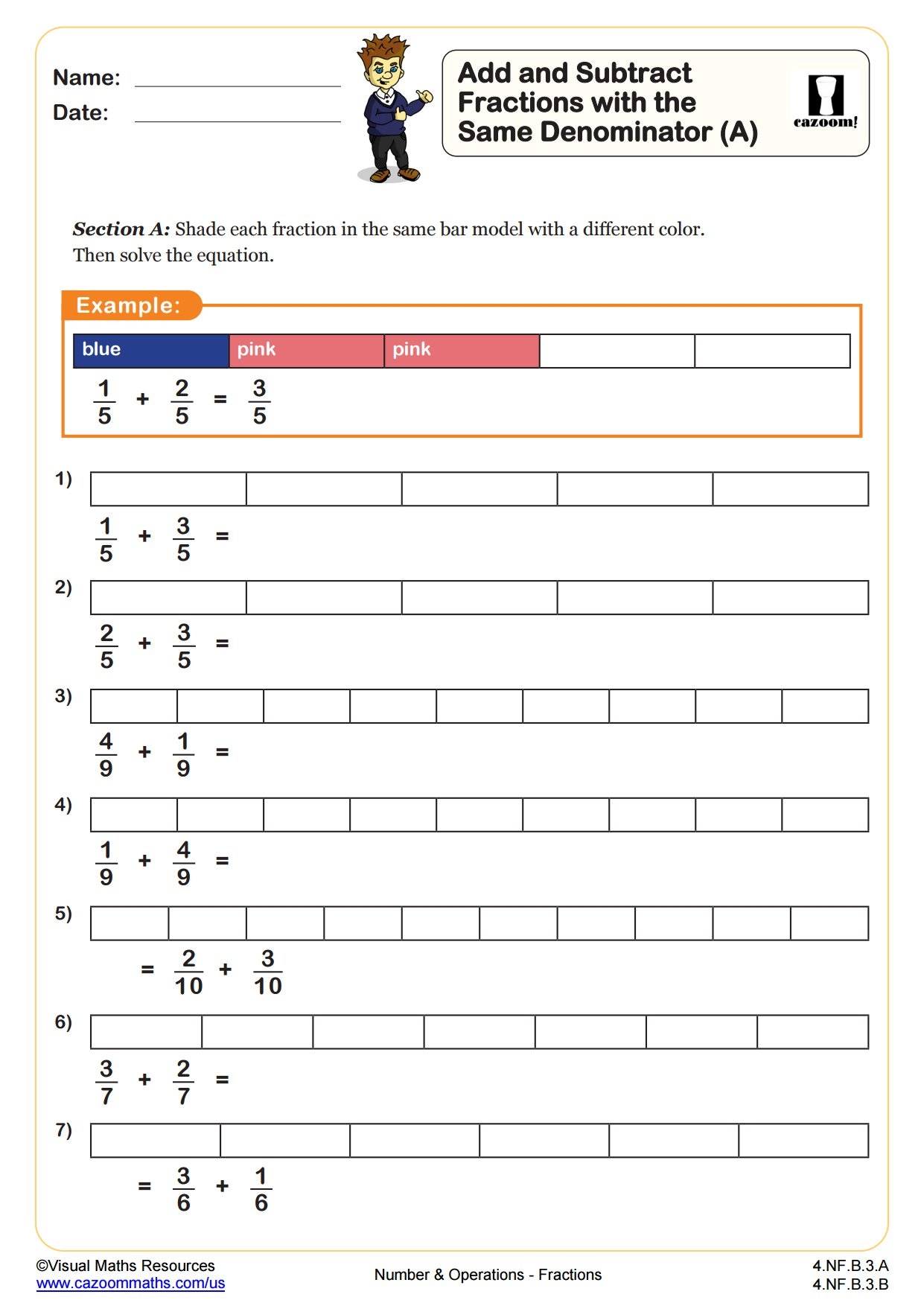 Add And Subtract Fractions With The Same Denominator A Fun And Engaging 4th Grade PDF Worksheets Add And Subtract Fractions With The Same Denominator A Fun And Engaging 4th Grade PDF Worksheets