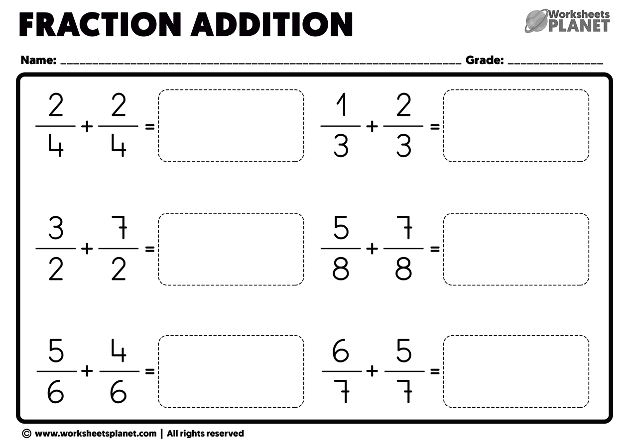 Adding Fractions Problems With Same Denominator Adding Fractions Problems With Same Denominator